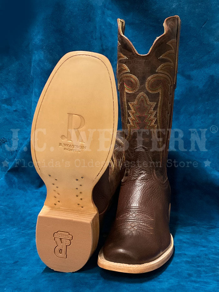 R.Watson RW7302 Men's Narrow Square Toe Deer Leather Boots in Chocolate Bark - Perfect for Outdoor Hiking and Casual Wear