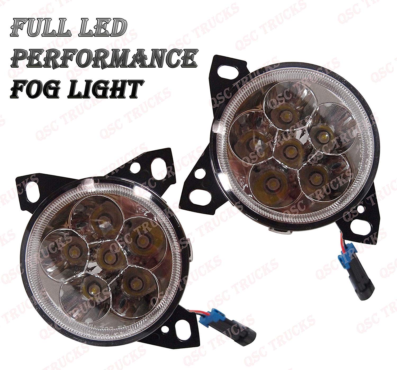 QSC Full LED Fog Lights Lamps Pair for Kenworth T660 Peterbilt 579 587 - Durable Truck Parts with Bright Beam for Night Driving & Off-Road Use