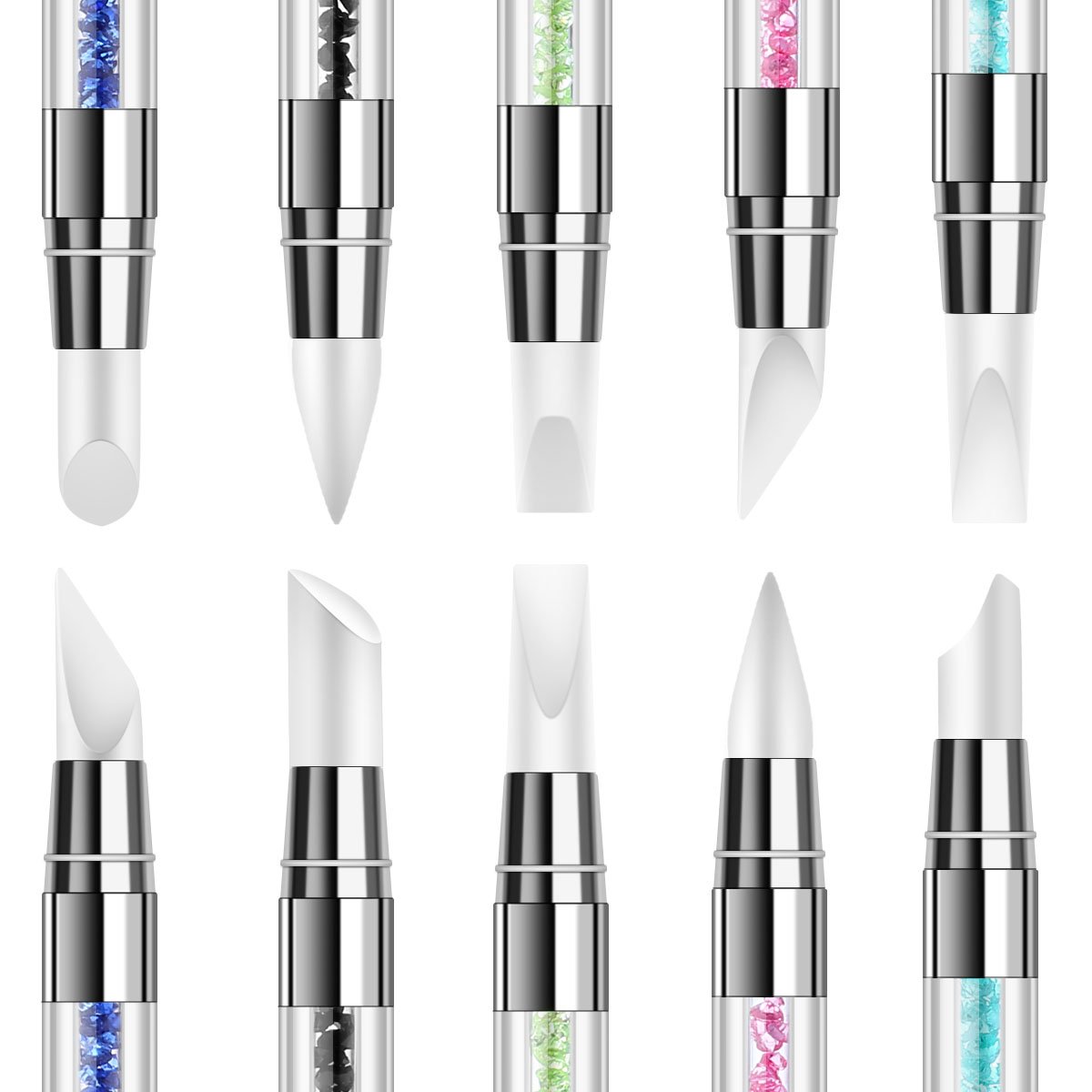 5 Pcs Silicone Nail Art Tools Set - Dual Tipped Nail Sculpture Pen, Rhinestone & Polish Carving Pen with Rubber Tips - Perfect for DIY Nail Art, Salon Professionals & Home Manicures