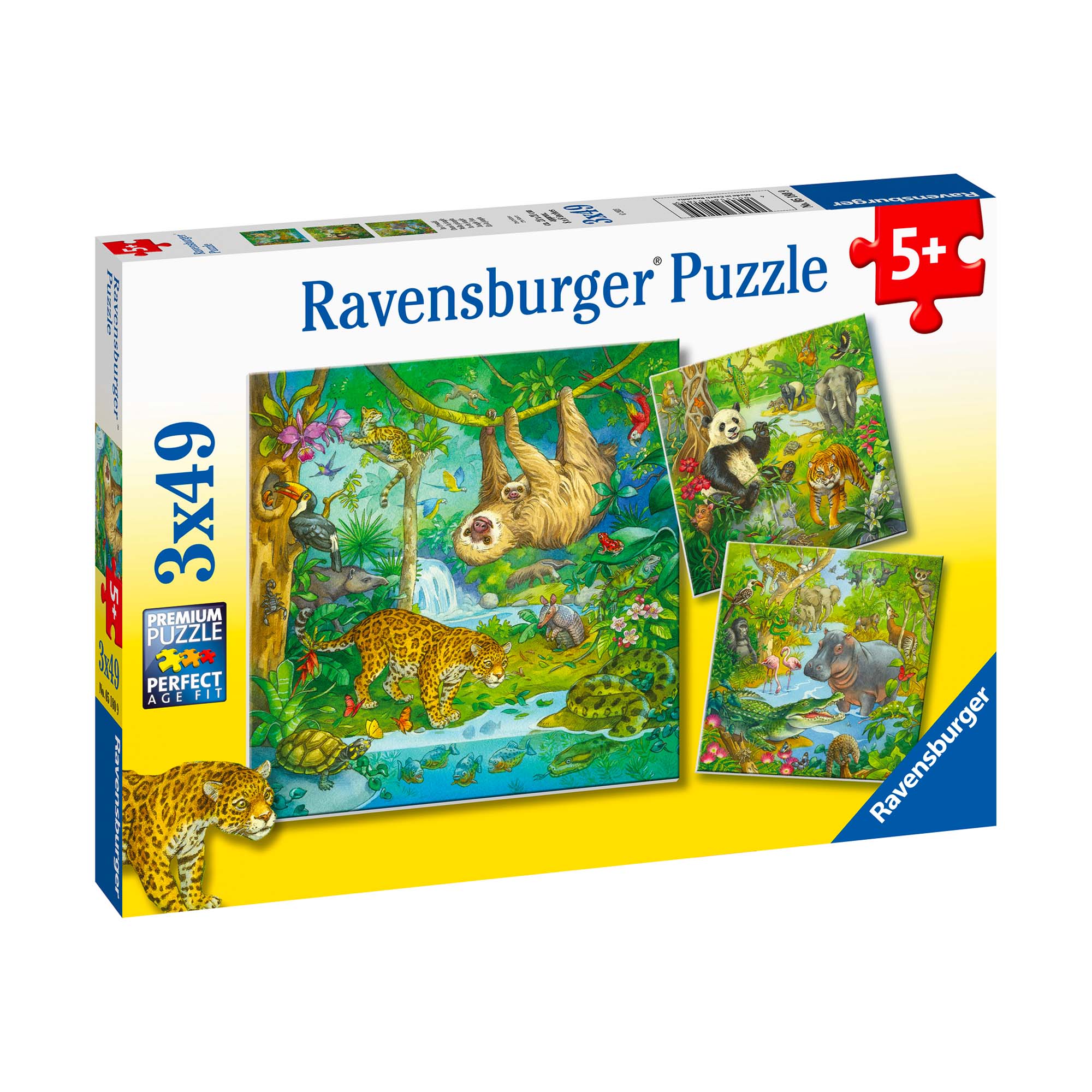 3 x 49 Piece Jungle Animal Puzzle Set for Kids - Fun Learning Educational Toy for Toddlers, Perfect for Birthday Gifts, Classroom Activities & Family Game Night