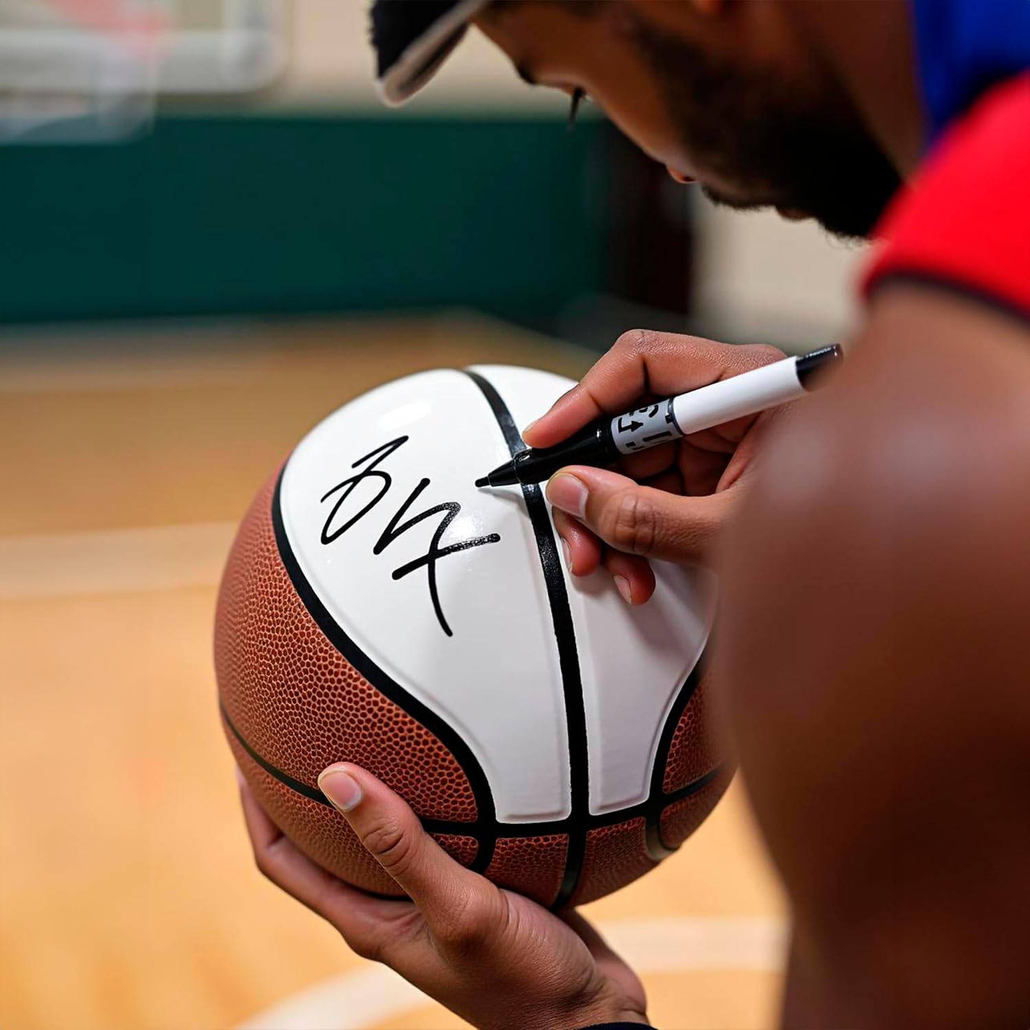 Official Size 7 Autograph Basketball - Regulation Game Ball with 2 White & 6 Brown Panels - Perfect for Signing, Collecting, and Displaying as Sports Memorabilia or Trophy