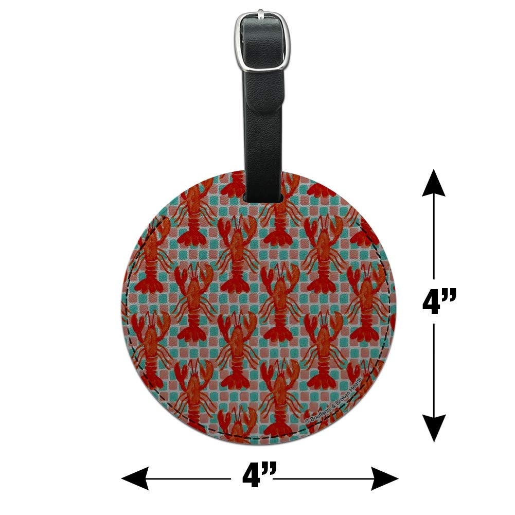 Premium Round Leather Luggage Tag with Lobster Tiles - Durable Suitcase ID Tag for Carry-On Bags - Perfect for Travel, Business Trips & Vacation Identification
