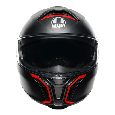 AGV Tourmodular Motorcycle Helmet with Frequency Matt Gun Finish - Red - Ideal for Street Riding, Racing, and Long-Distance Tours