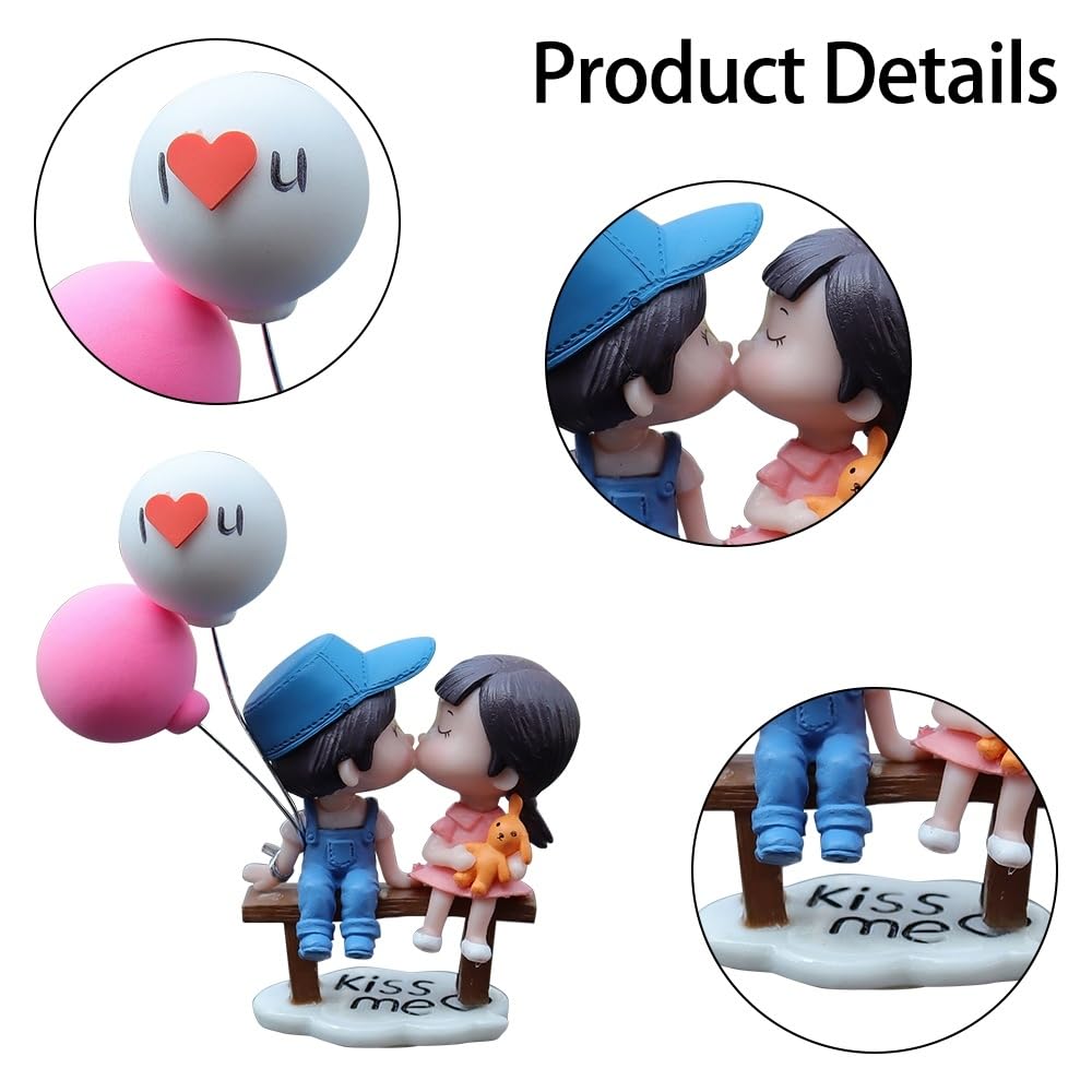 Cute Cartoon Couple Car Decorations - Romantic Couples Car Accessories with Balloons for Dashboard, Bedroom & Home Desk Decor - Perfect for Valentine's Gifts & Anniversary Presents