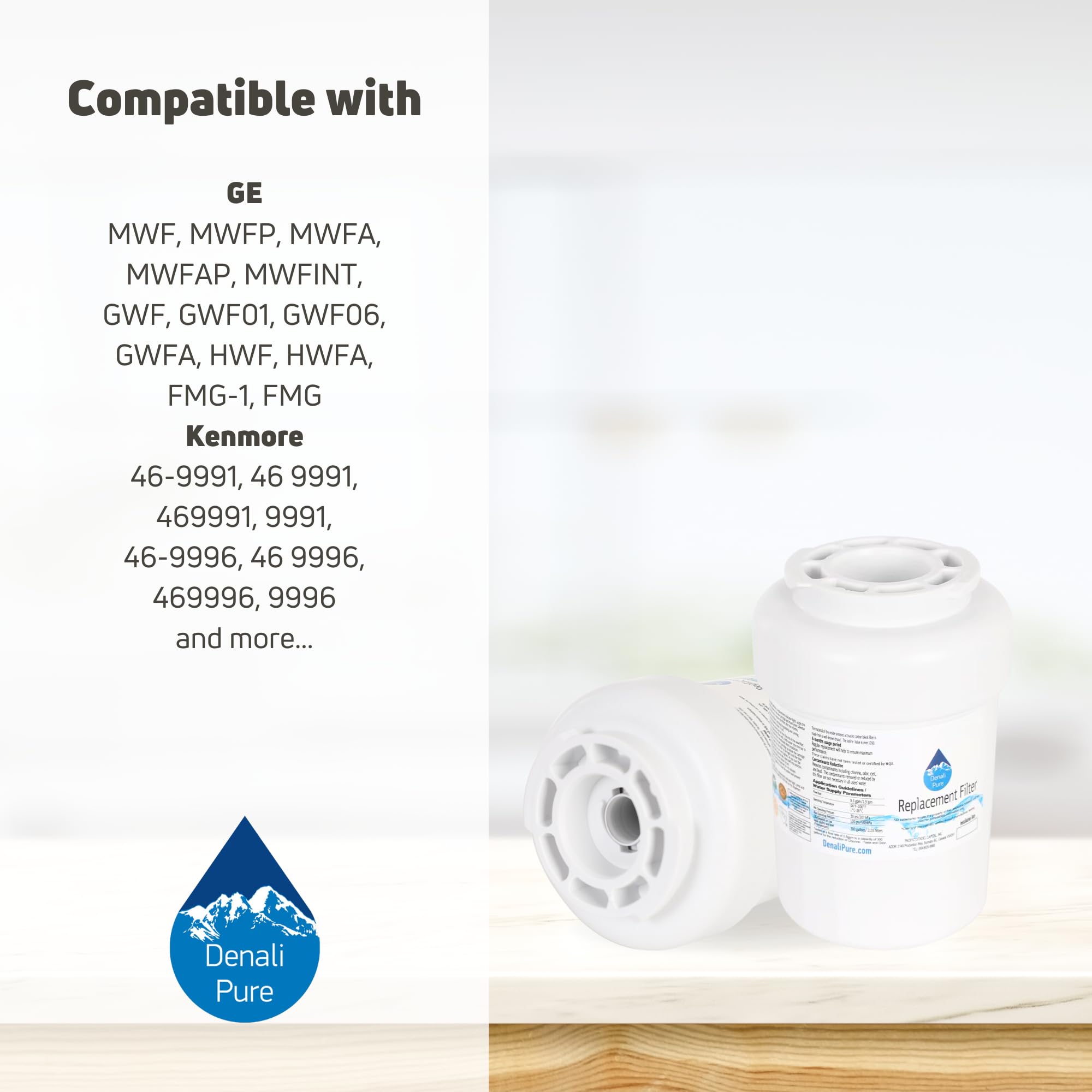 6-Pack GE GSS23WGTABB Refrigerator Water Filter Replacement - Compatible with GE MWF & MWFP Fridge Water Filters | Clean Drinking Water for Home & Office Use
