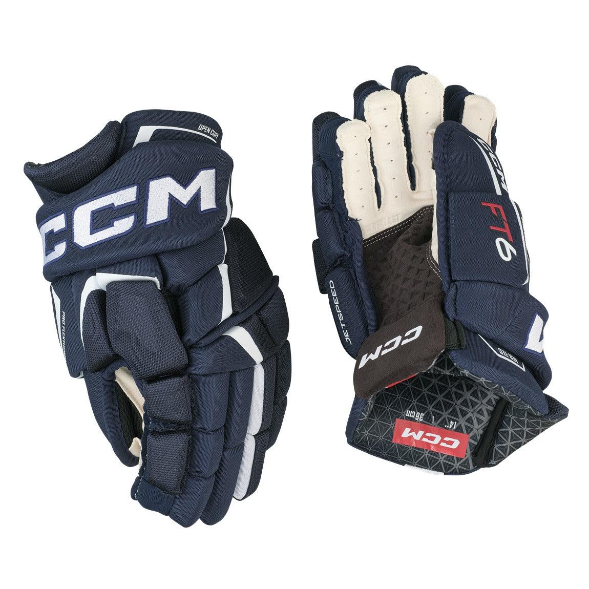 CCM Jetspeed FT6 Hockey Gloves for Junior Players - Lightweight Protective Ice Hockey Gloves for Youth - Perfect for Training, Games & Competitive Play
