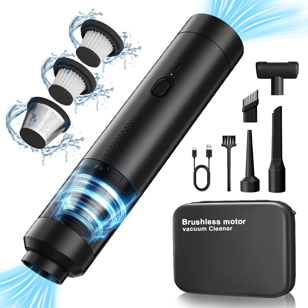 18000Pa Powerful Cordless Handheld Car Vacuum Cleaner - Portable Mini Vacuum with Brushless Motor, Type-C Fast Charging & Multi-Nozzles for Car, Home, Pet Hair, Office - Ideal for Cleaning Seats, Carpets & Hard-to-Reach Corners