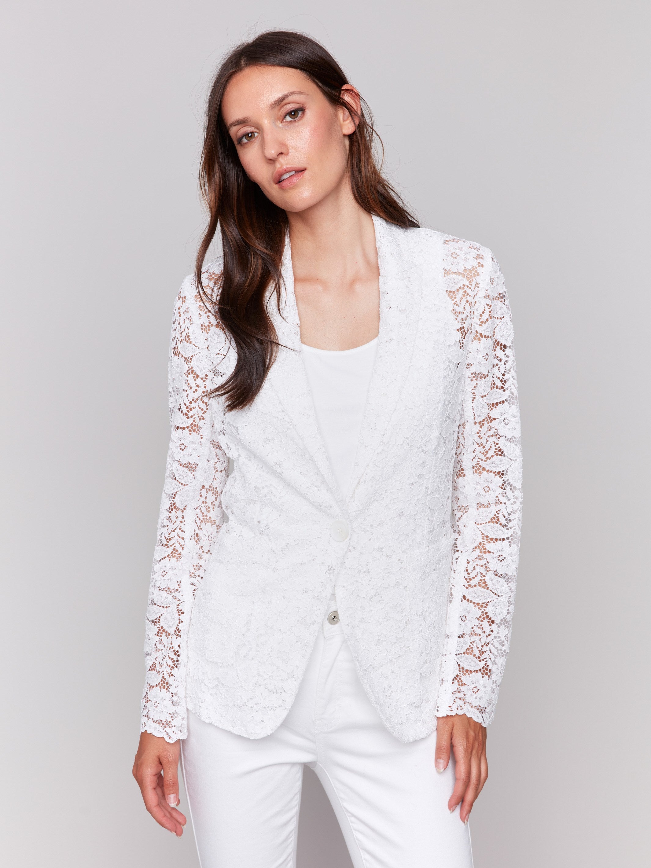 Elegant White Lace Blazer for Women - Perfect for Office, Parties & Special Occasions