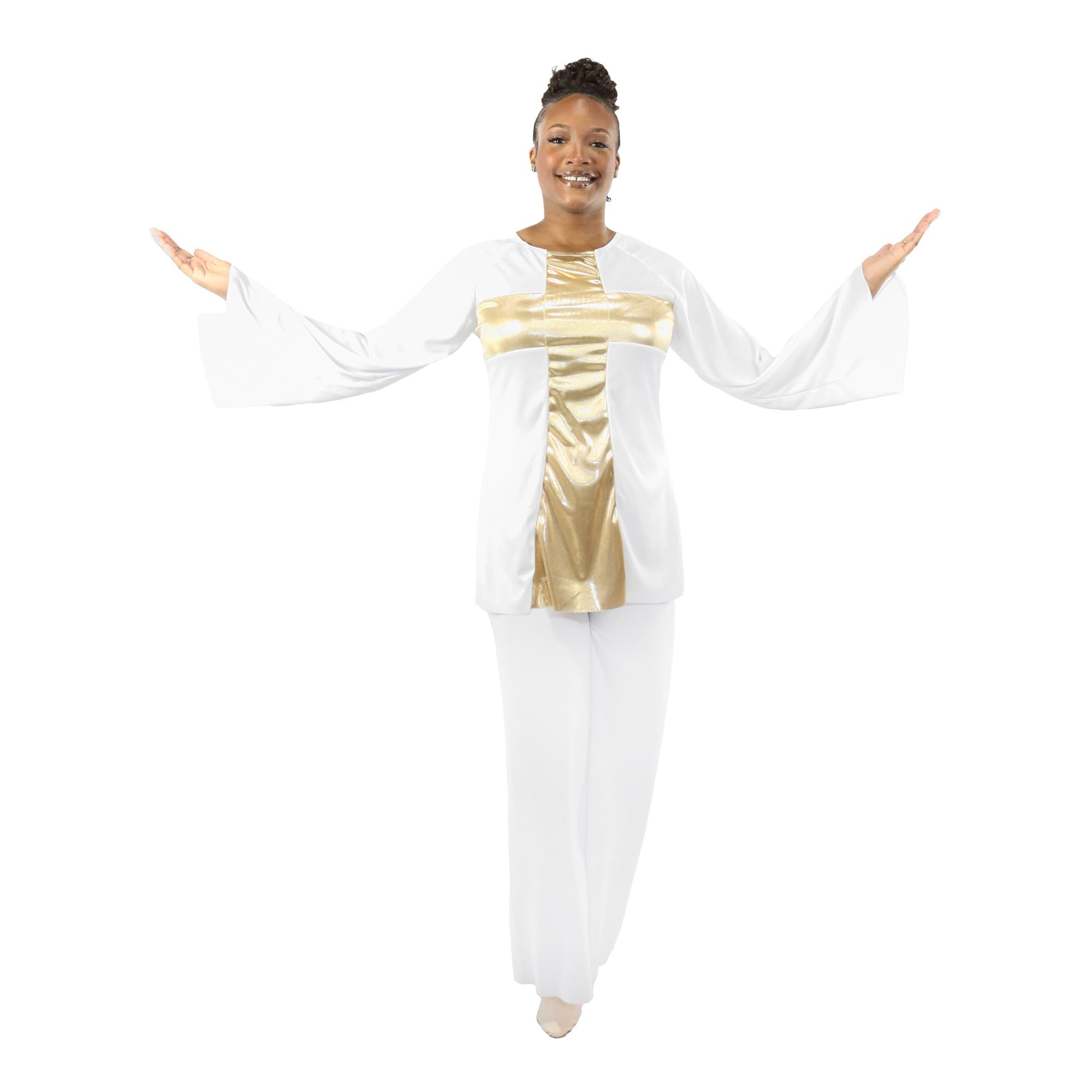 Danzcue Women's Worship & Praise Dance Cross Pullover Top - Comfortable Church Performance Apparel for Choir, Gospel Singing & Spiritual Events
