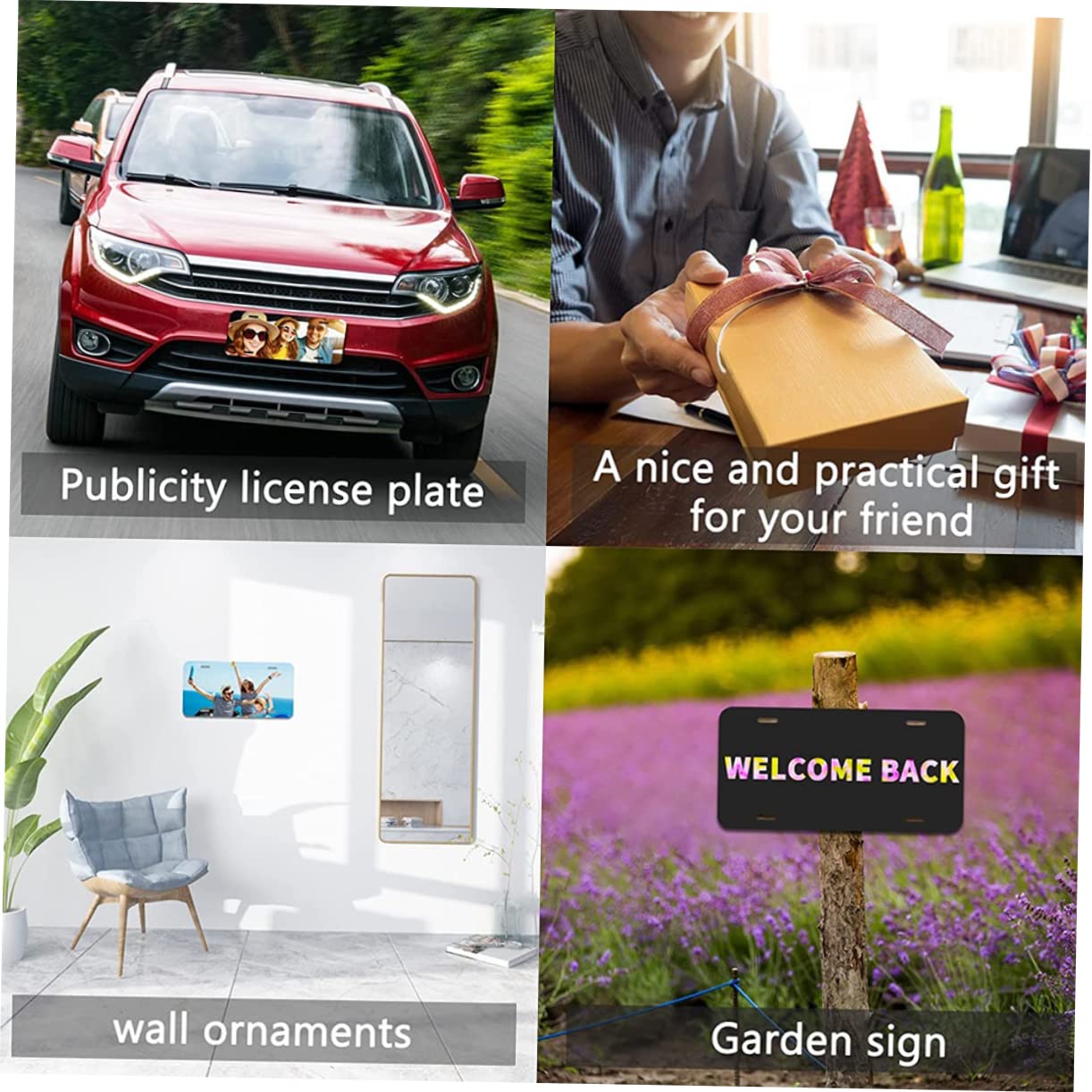 5-Pack DIY Metal Blank License Plates for Cars - White - Customizable Car Accessories for Personalization & Decoration - Perfect for Car Shows, Gifts & DIY Projects