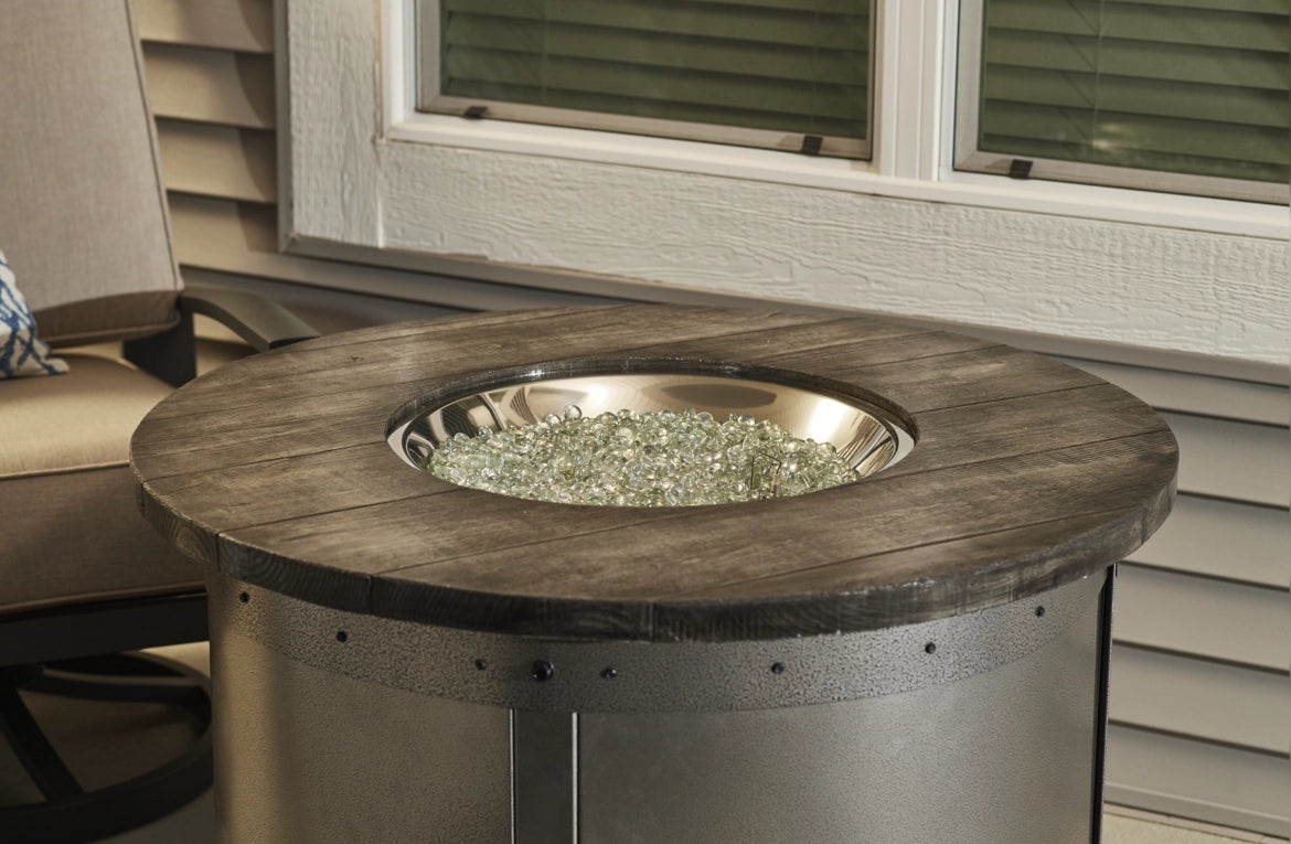 The Outdoor Greatroom Company Edison Round Gas Fire Pit Table - Outdoor Patio Heater for Backyard, Deck, and Garden - Perfect for Entertaining and Relaxing