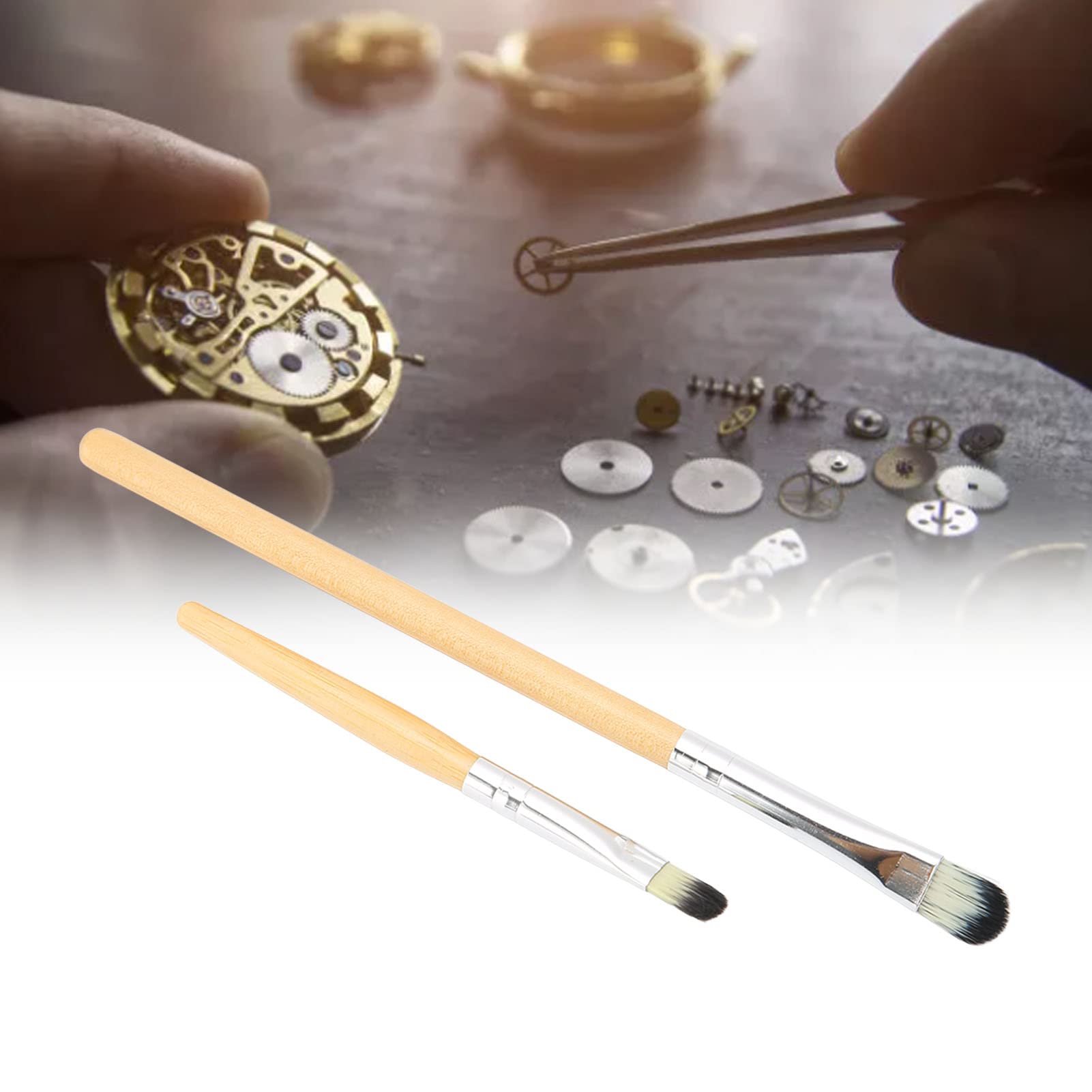 2Pcs Flux Brush Set - Small & Large Sizes, Portable Soft Bristles with Comfortable Handle for Watch Repair, Circuit Board Cleaning & Auto Body Work | Perfect for DIY Electronics, Jewelry Maintenance & Automotive Detailing
