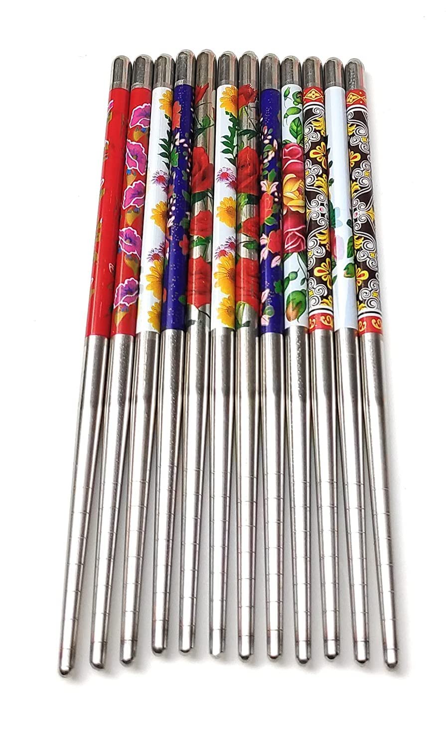 GIRLYZ ATTIRE Stainless Steel Floral Hair Stick Set - 3 Pack Multicolor Hair Pins, Juda Sticks, Bun Holders for Women | Perfect for Updos, Braids, Weddings & Everyday Hairstyles