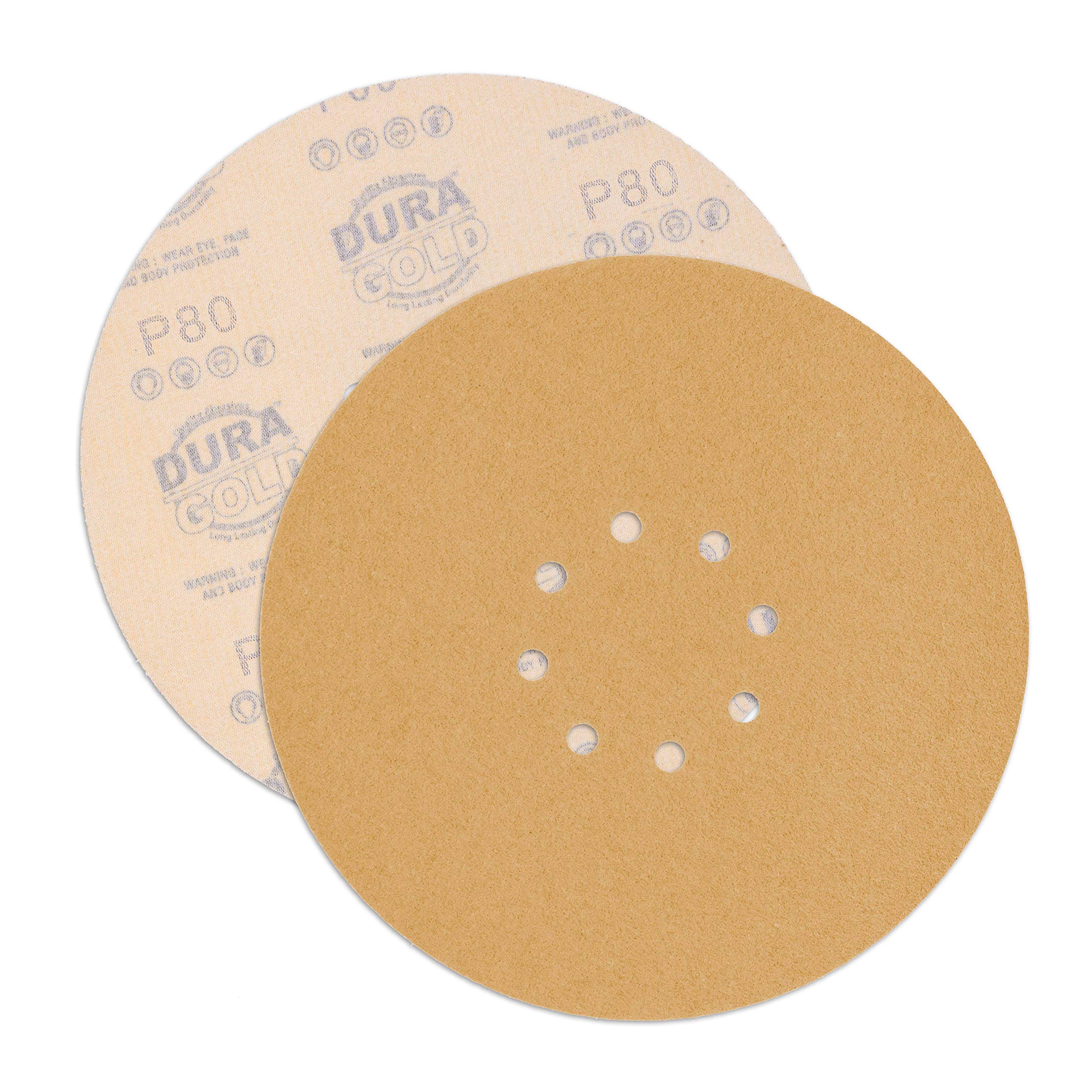 Dura-Gold Premium 9 Inch Drywall Sanding Discs 80 Grit - 10 Pack with 8 Hole Hook & Loop Backing - Fast Cutting Aluminum Oxide Sandpaper for Power Sanders - Perfect for Drywall, Wood Sanding & Surface Preparation