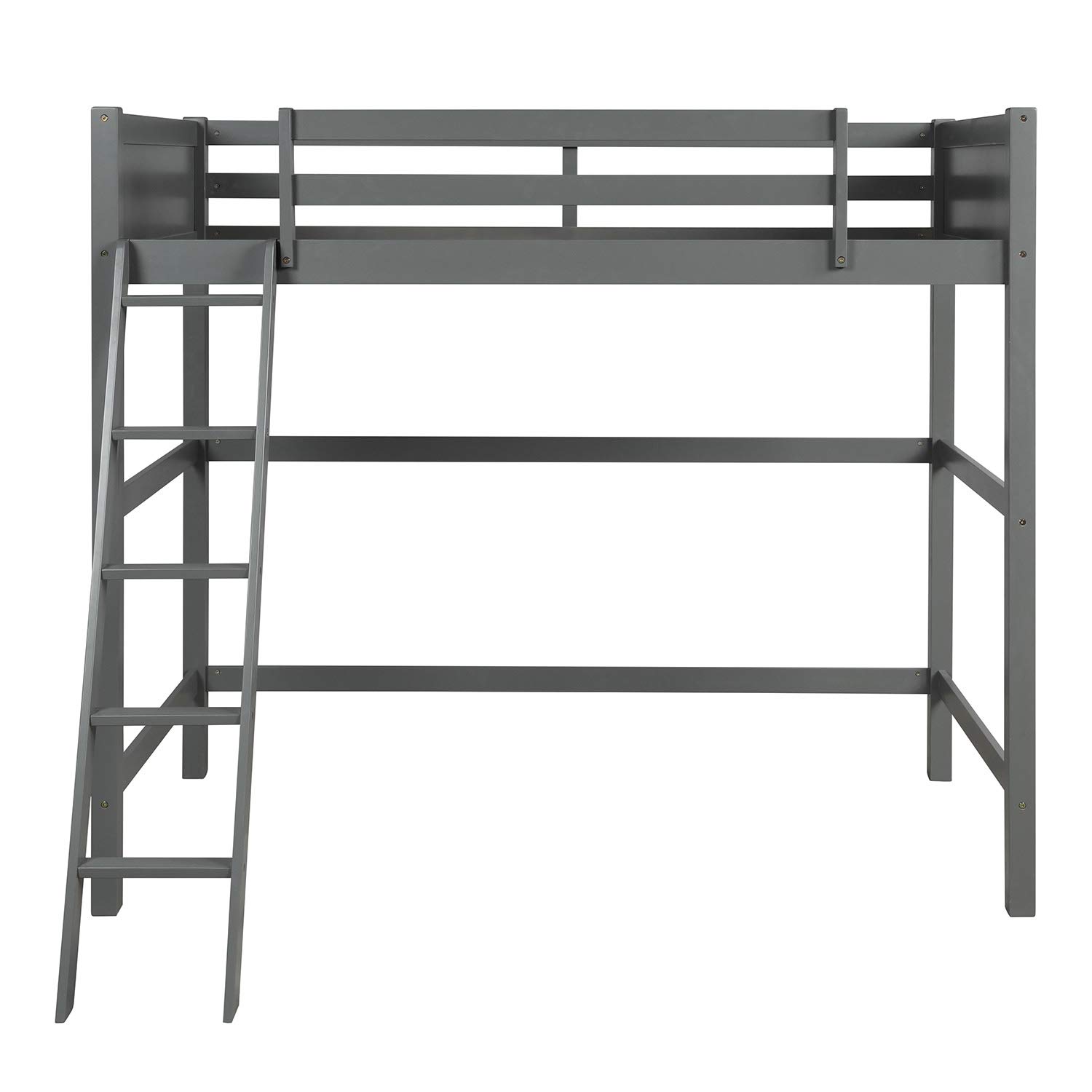 Harper & Bright Designs Twin Size Wooden Loft Bed with Ladder & Safety Rail - Grey - Space Saving High Loft Bed Frame for Kids, Teens & Small Rooms - Perfect for Bedroom, Dorm, Studio & Apartment Decor