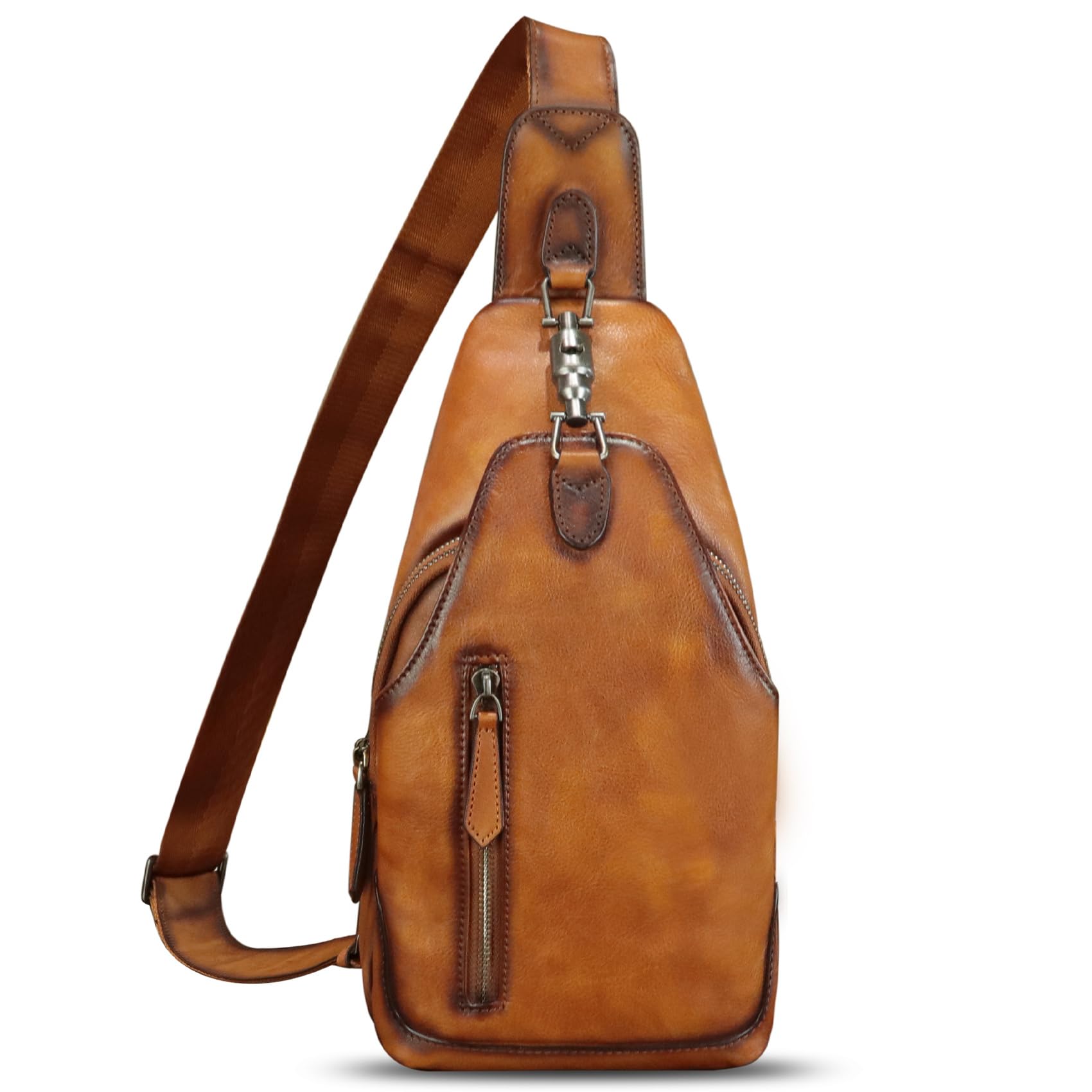 Genuine Leather Sling Bag for Women & Men - Real Leather Crossbody Backpack Shoulder Bag Chest Purse - Perfect for Travel, Work & Everyday Use