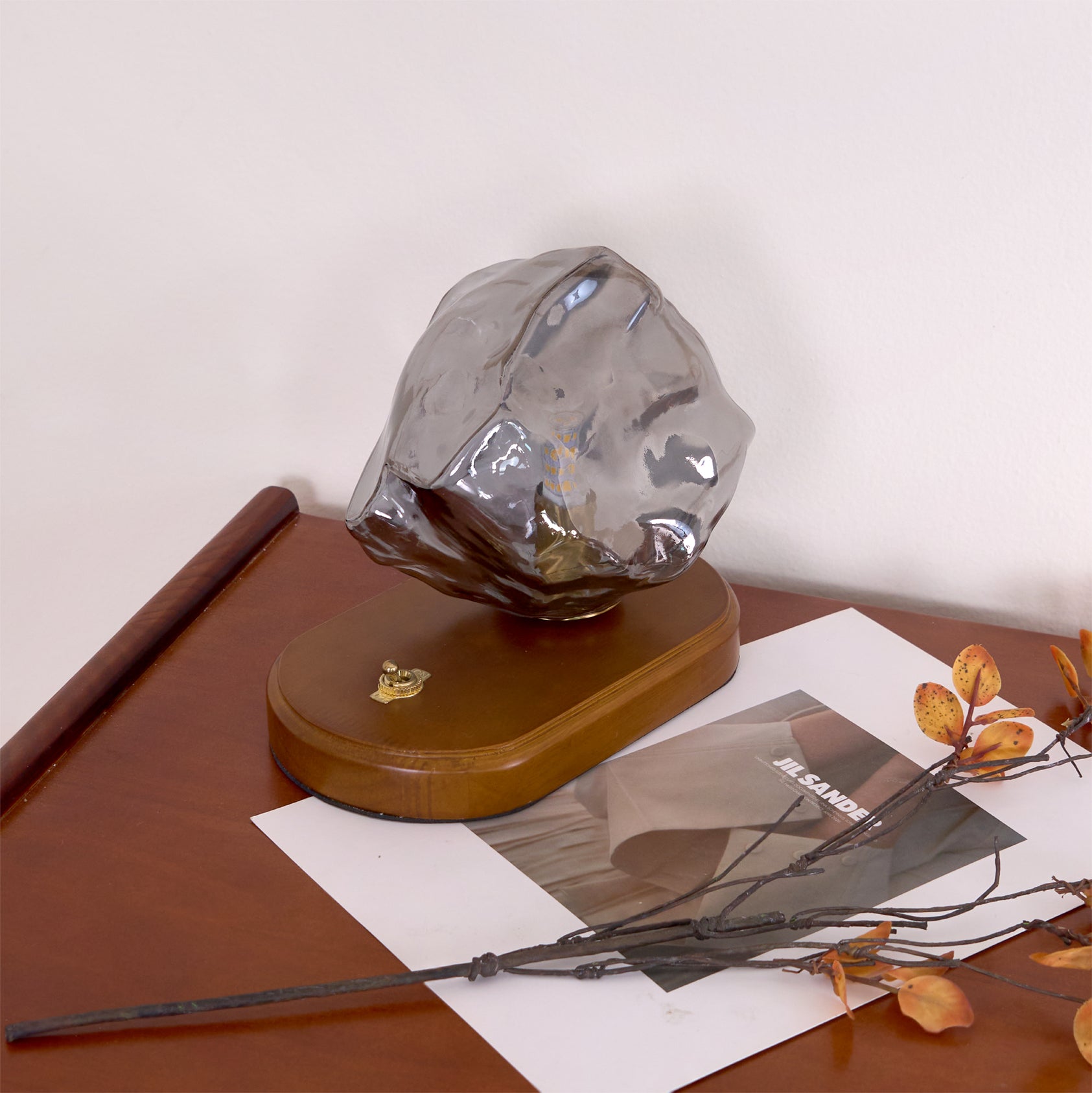 Modern Ice Stone Glass Table Lamp - Elegant Bedside & Living Room Lighting for Home Decor