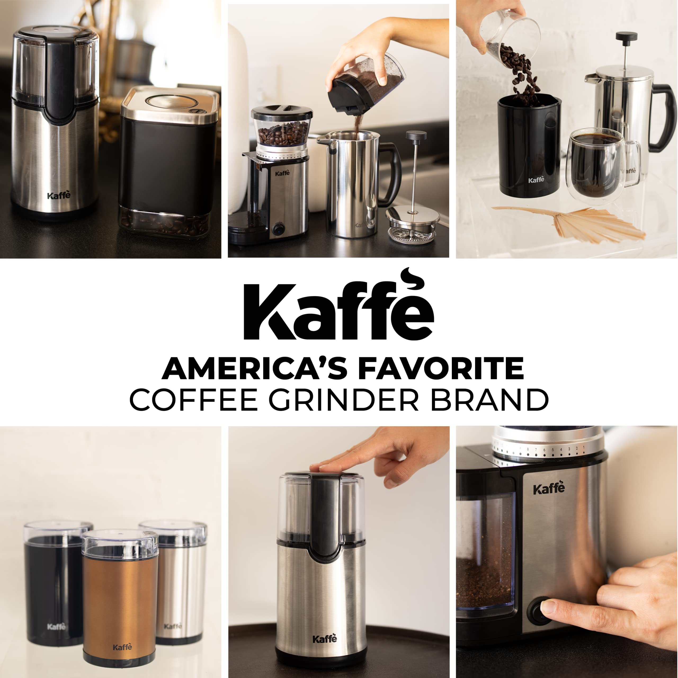 Premium Stainless Steel Electric Coffee Grinder with Removable Cup (3.5oz) - Includes Cleaning Brush - Espresso & Coffee Bean Grinder for Home, Office & Travel - Perfect for French Press, Pour Over & Cold Brew - Silver