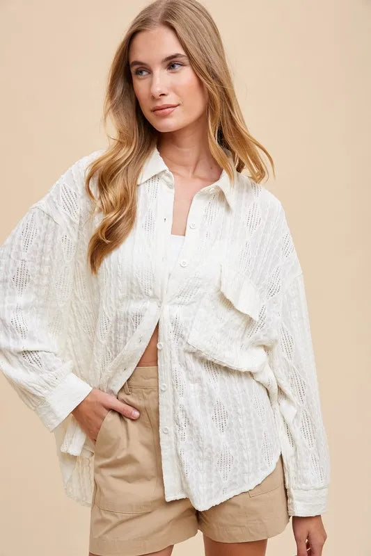 Stylish Button Down Drop Shoulder Shirt for Men & Women | Casual Oversized Blouse | Perfect for Work, Date Night & Weekend Outfits