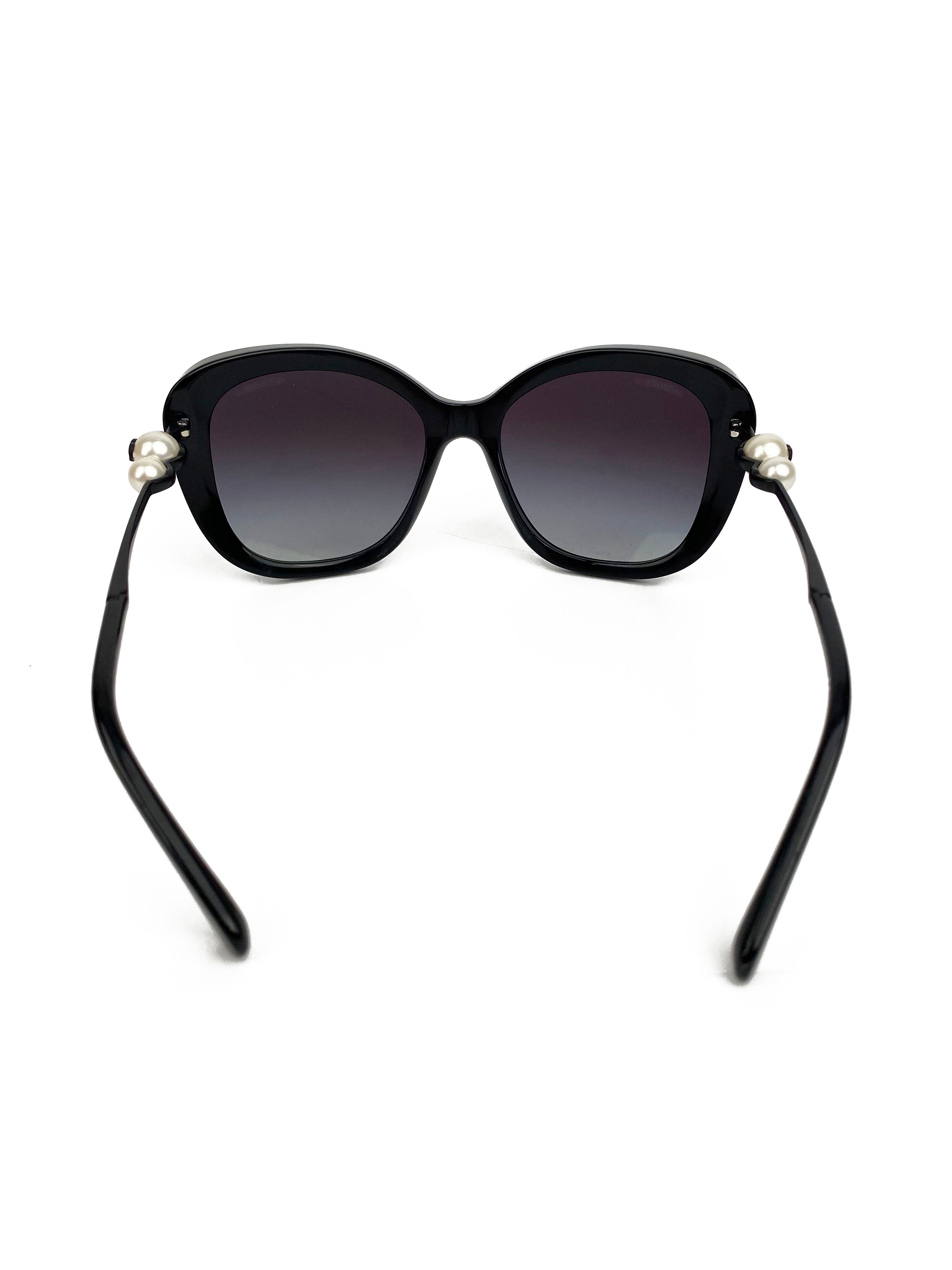 Chanel 5339H Black Butterfly Sunglasses with Imitation Pearls - Luxury Fashion Accessory for Women, UV Protection, Stylish Summer Outfits & Beach Vacations