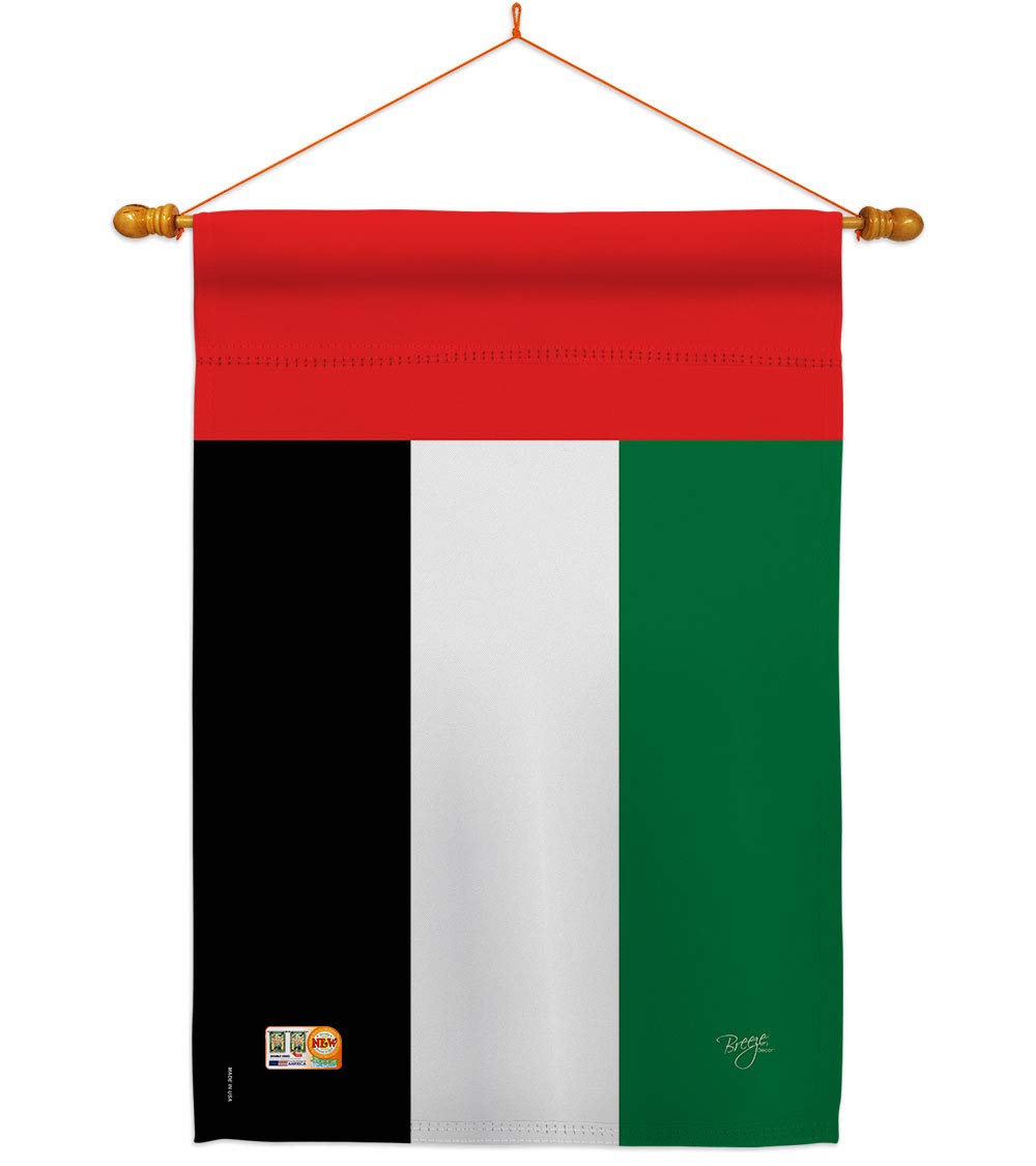 UAE National Flag Set 28x40in with Pole - Home & Garden Decor