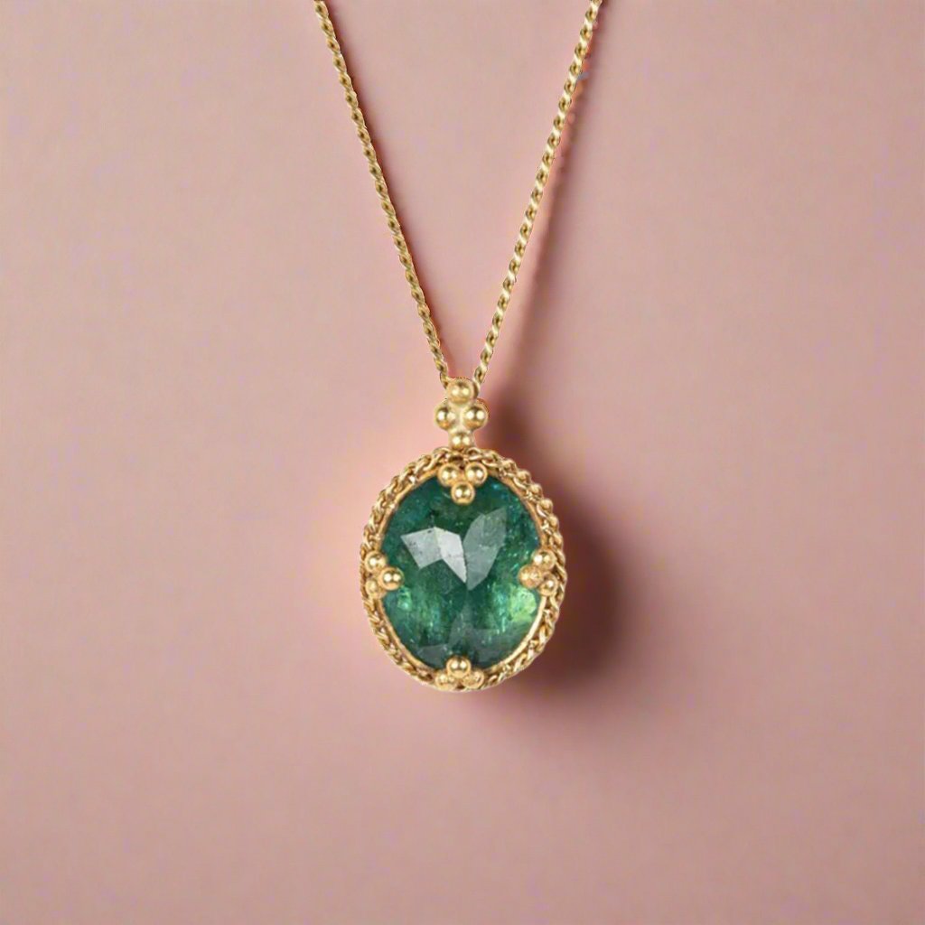 Forest Green Tourmaline Pendant Necklace for Women - Elegant Gemstone Jewelry Gift for Birthday, Anniversary & Special Occasions
