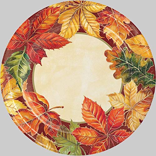 Fall Leaves Paper Plates - 8 Count Disposable Autumn Leaf Design Plates for Thanksgiving, Halloween, and Seasonal Party Decorations