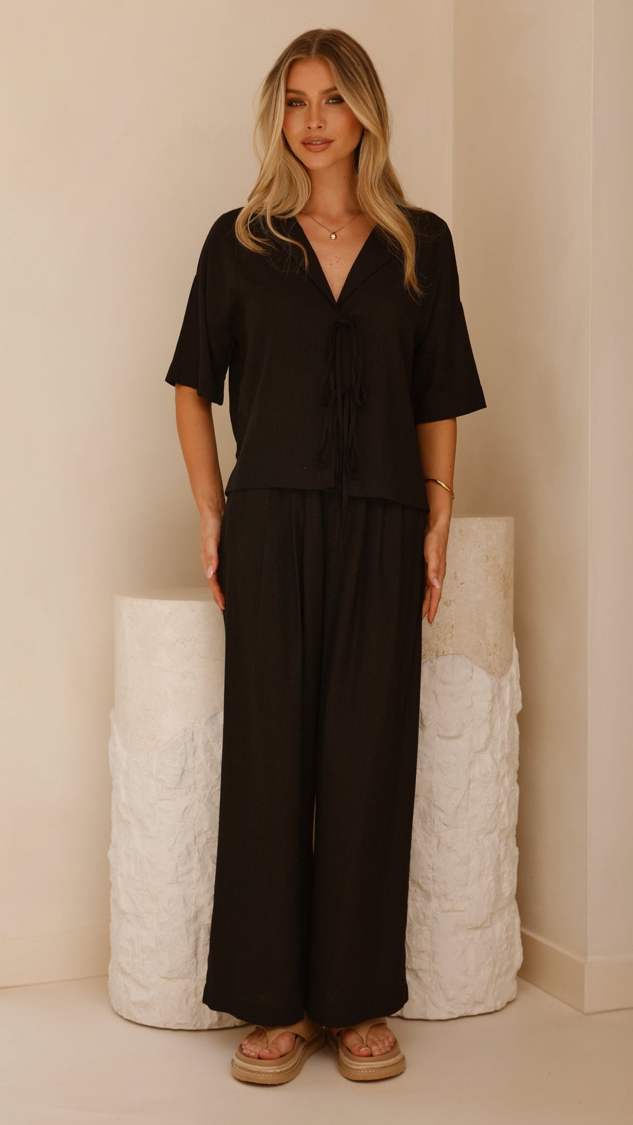Lexi Linen Pants for Women - Soft & Breathable Black Linen Trousers - Perfect for Summer, Travel & Casual Wear