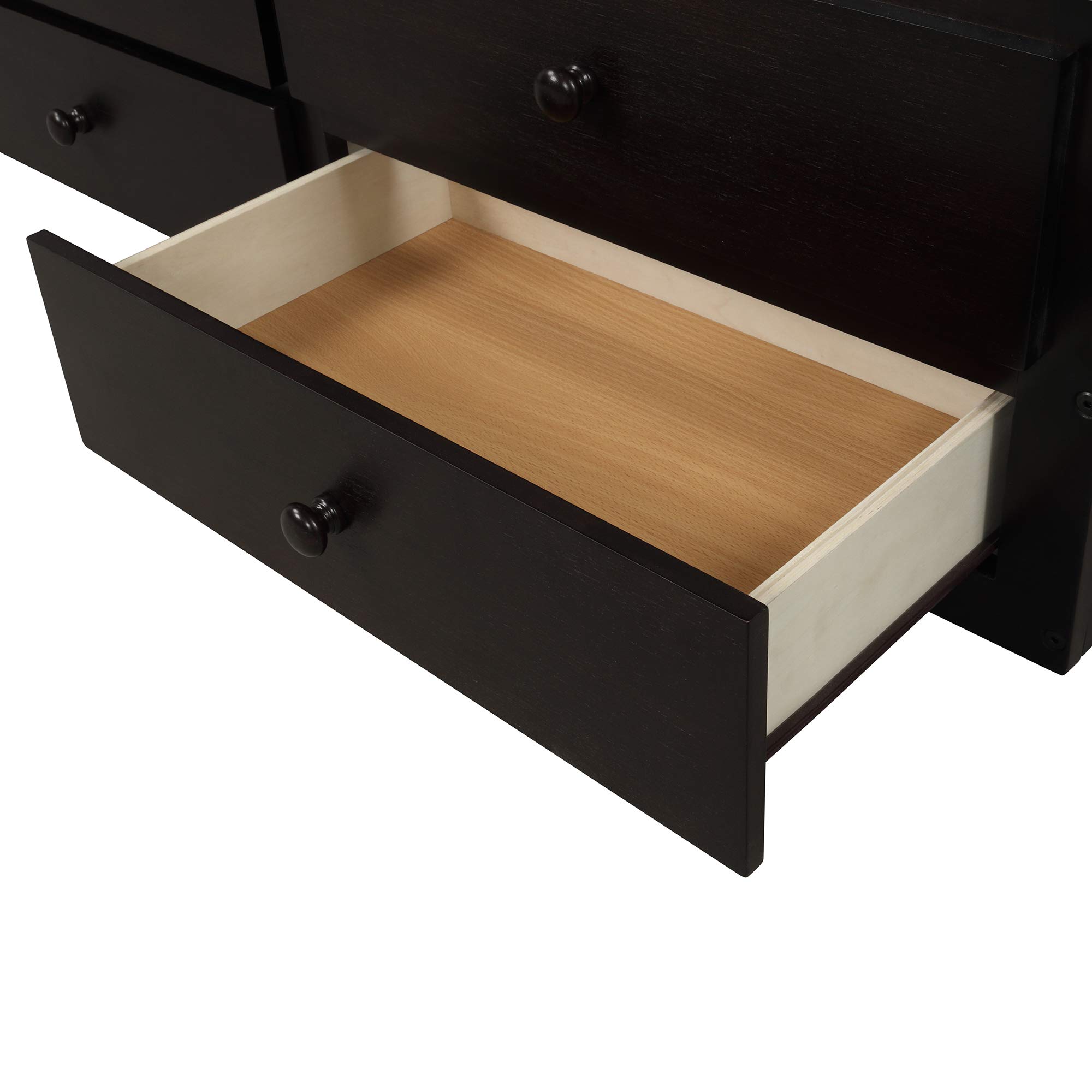 JULYFOX Twin Over Twin Bunk Bed with Trundle and 3 Storage Drawers - Solid Hardwood Space-Saving Bunk Bed with Ladder - Perfect for Kids' Bedrooms, Guest Rooms, and Small Spaces (Espresso Finish)