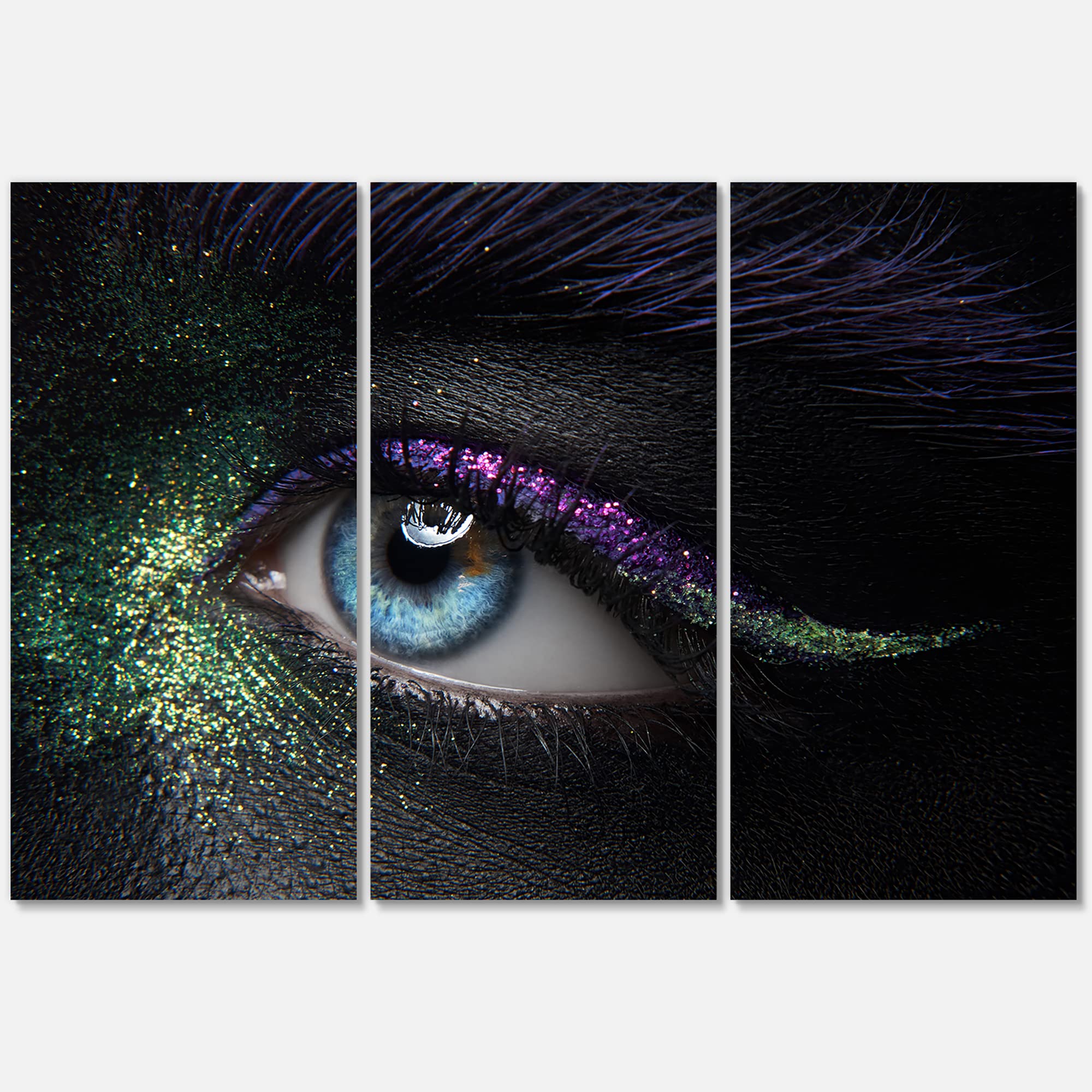 Green & Purple Sparkling Female Eyes Modern Canvas Wall Art - Elegant Home Decor for Living Room, Bedroom & Office