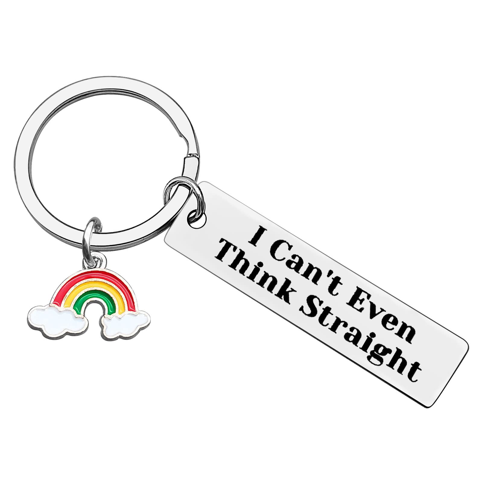 Funny Gay Pride Keychain - 'I Can't Even Think Straight' LGBT Jewelry - Lesbian & Gay Gifts for LGBTQ+ Community - Perfect for Pride Month, Coming Out, or Everyday Carry