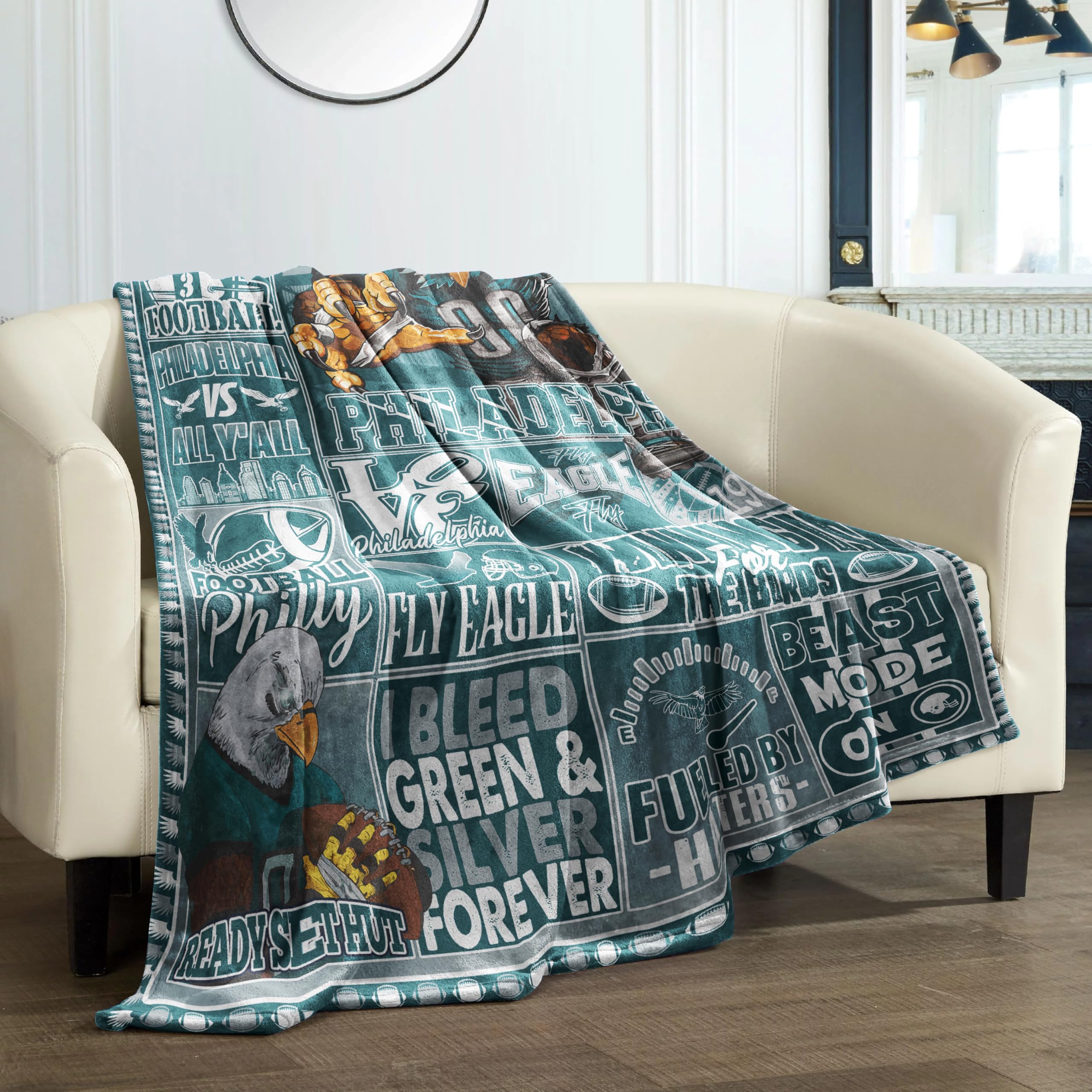 Football Flannel Throw Blanket 60