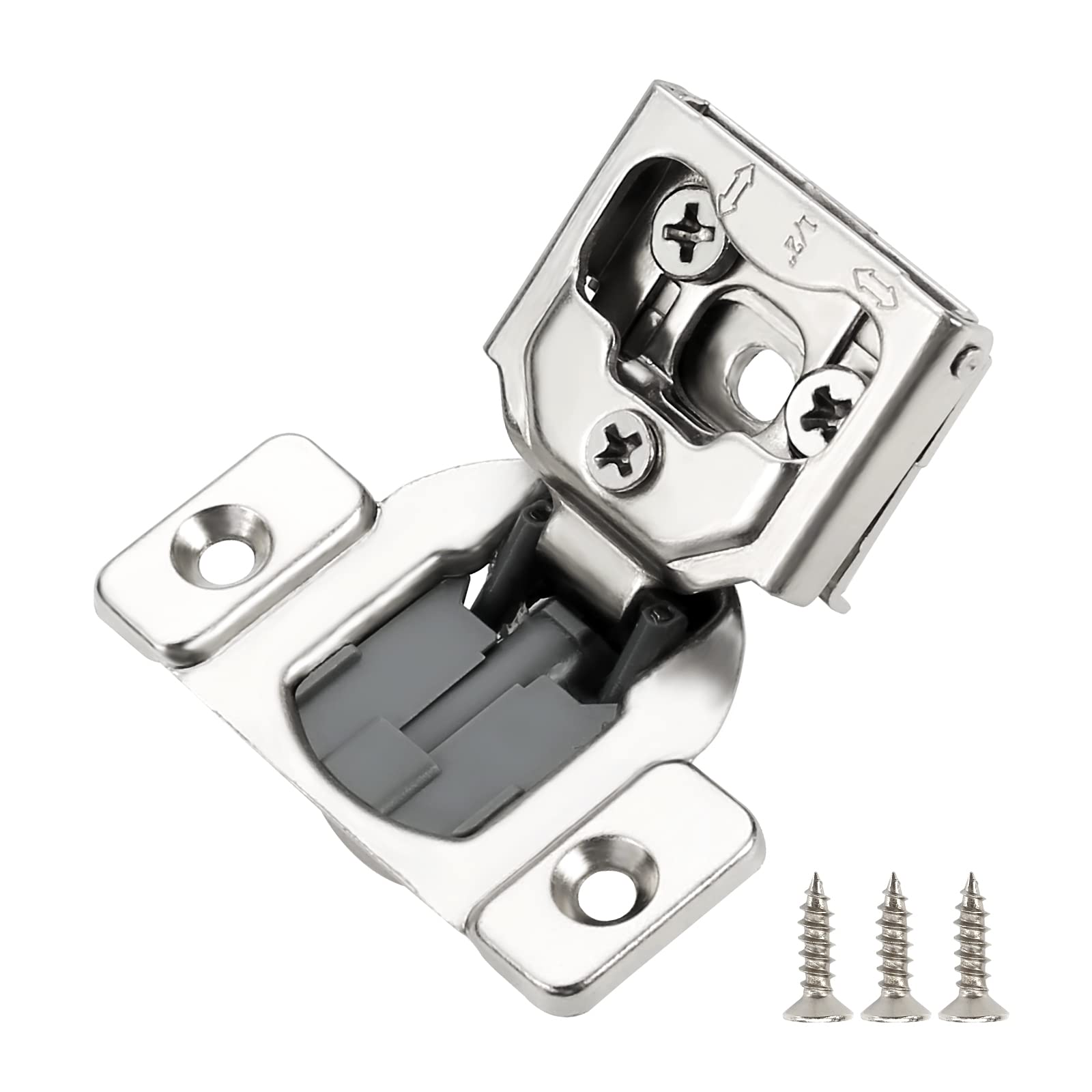 10 Pack 1/2 Inch Overlay Soft Close Cabinet Hinges - Nickel Plated 110° Kitchen Cabinet Hinges with Screws for Smooth Quiet Closing - Perfect for Kitchen Cabinets, Bathroom Vanities & Furniture Doors