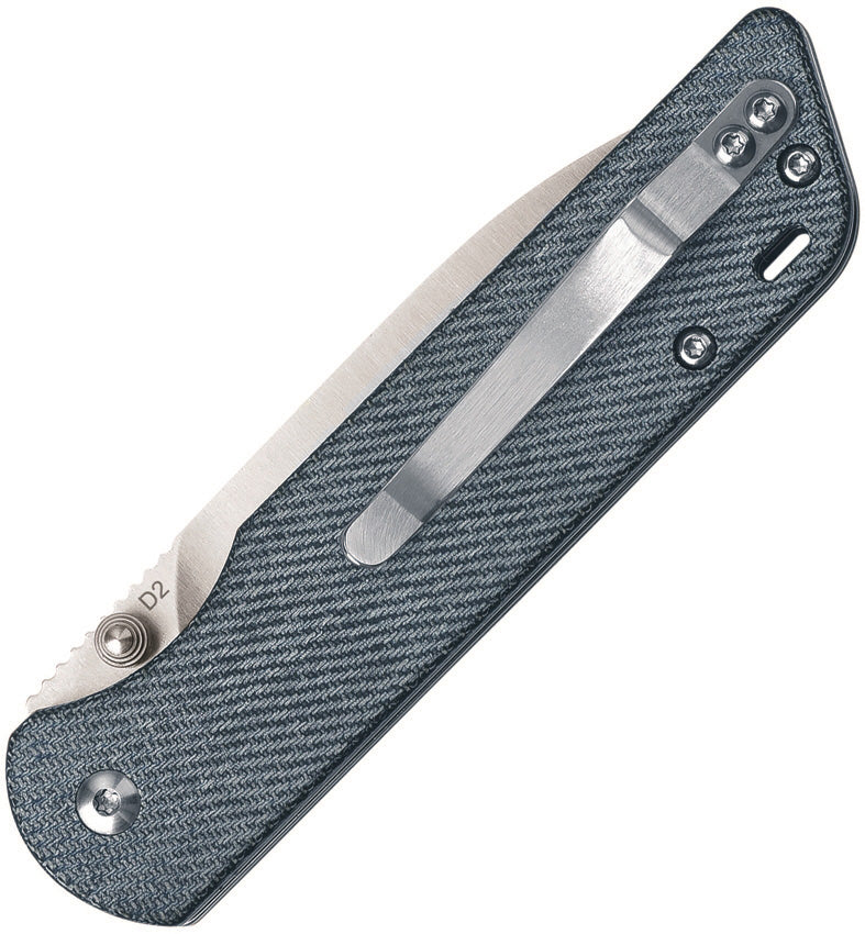 QSP Parrot D2 Pocket Knife - Micarta Denim Handle, Razor Sharp EDC Folding Knife for Camping, Hiking & Everyday Carry