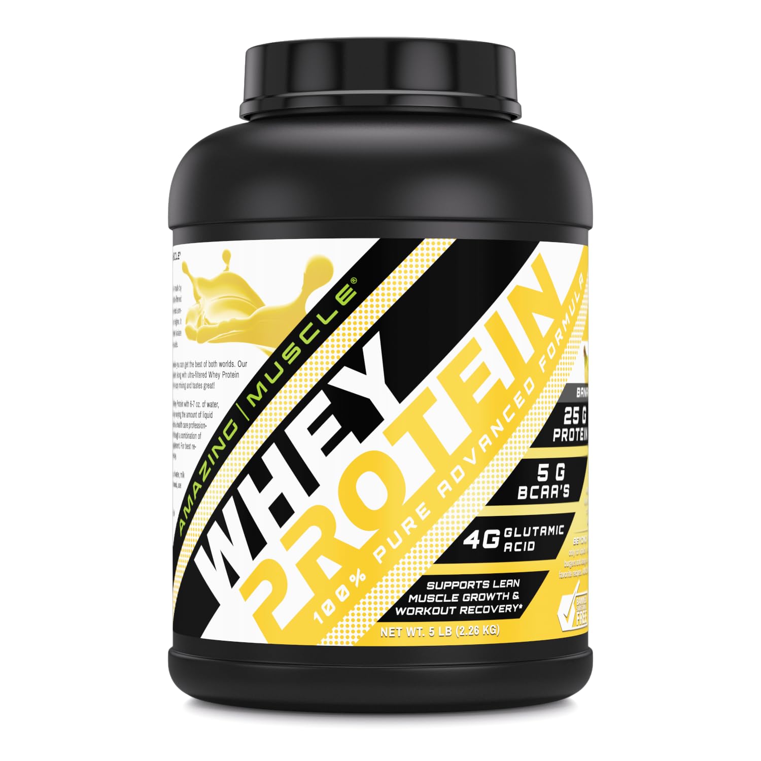 100% Whey Protein Powder - Advanced Formula with Whey Protein Isolate & Ultra-Filtered Concentrate | Banana Flavor | 5 Lb | Muscle Recovery & Post-Workout Nutrition for Athletes & Fitness Enthusiasts