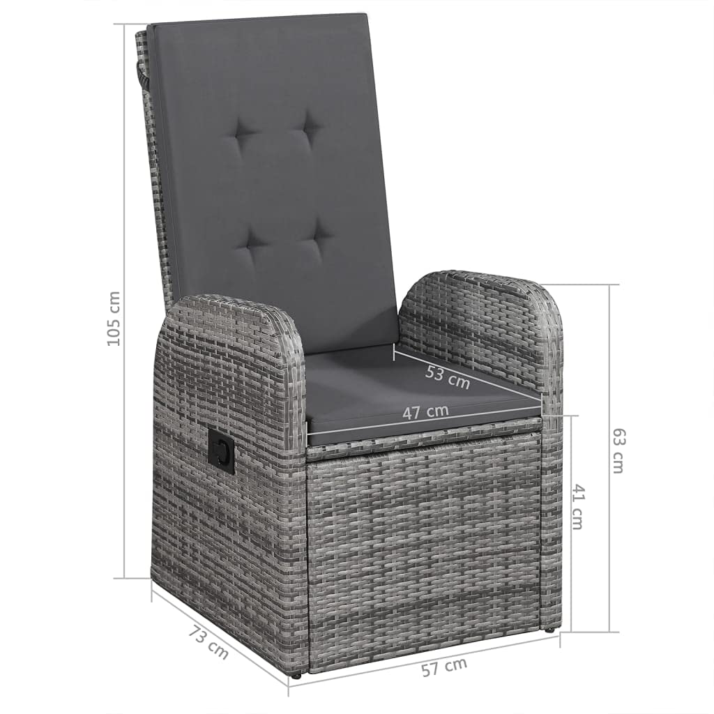 SKM 7-Piece Outdoor Patio Dining Set - Durable Gray Wicker Furniture with Cushions for Garden, Backyard, Poolside & Balcony Use