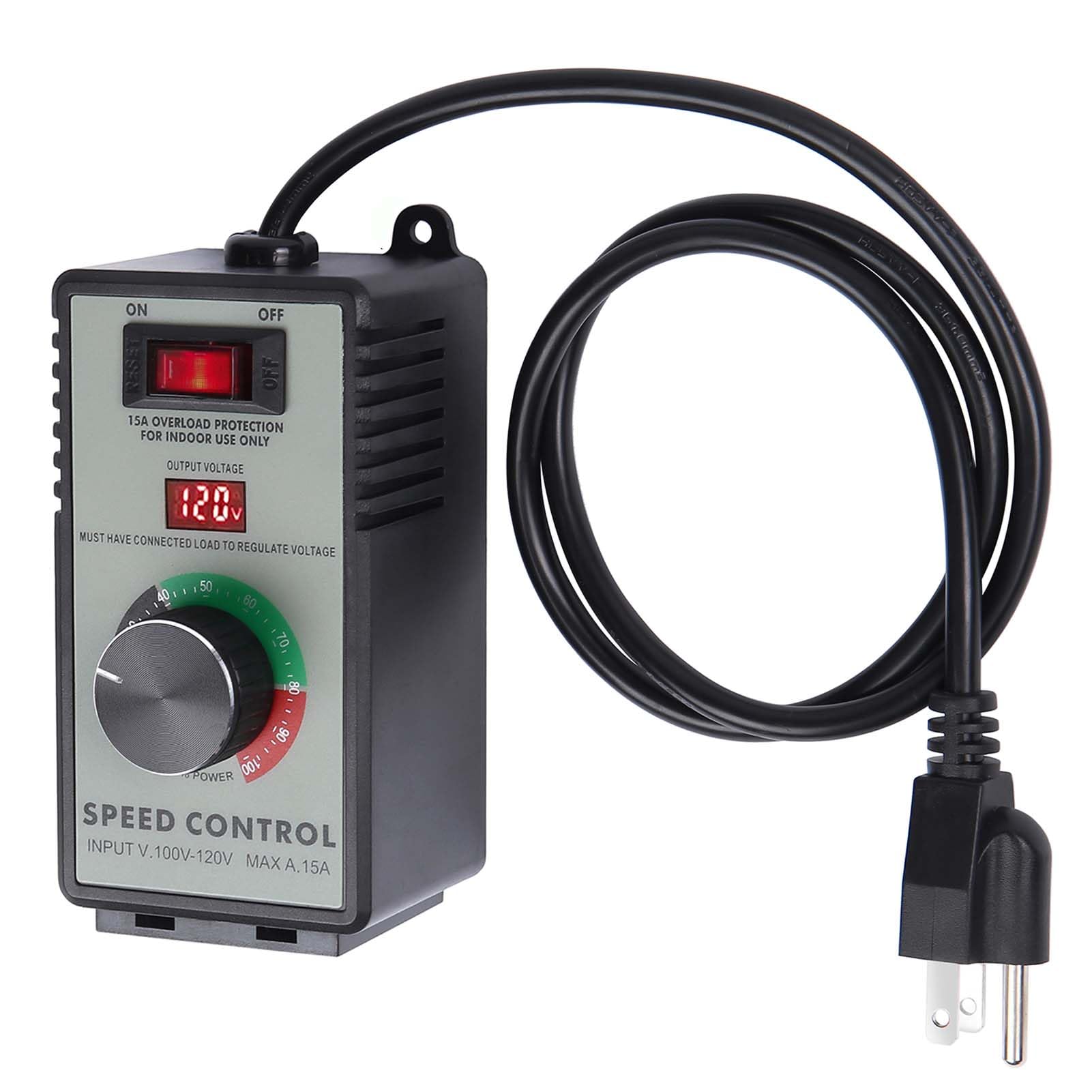 120V AC Motor Speed Controller - Variable Speed & Fan Controller with Rheostat, Voltage Regulator for Electric Motors - Perfect for HVAC Systems, Industrial Machinery & Workshop Tools