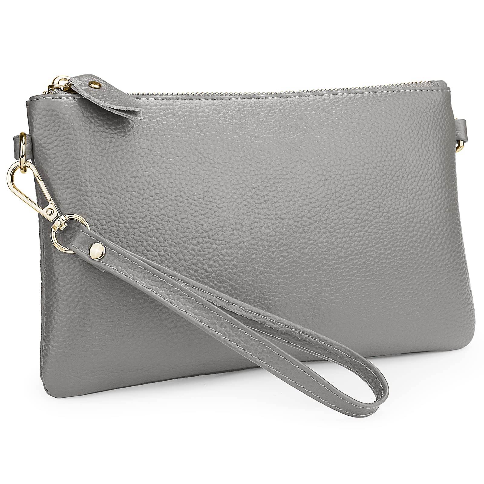 YALUXE Women's Genuine Leather Wristlet Purse Clutch Wallet with Detachable Crossbody Strap - Stylish & Compact for Parties, Travel, and Everyday Use