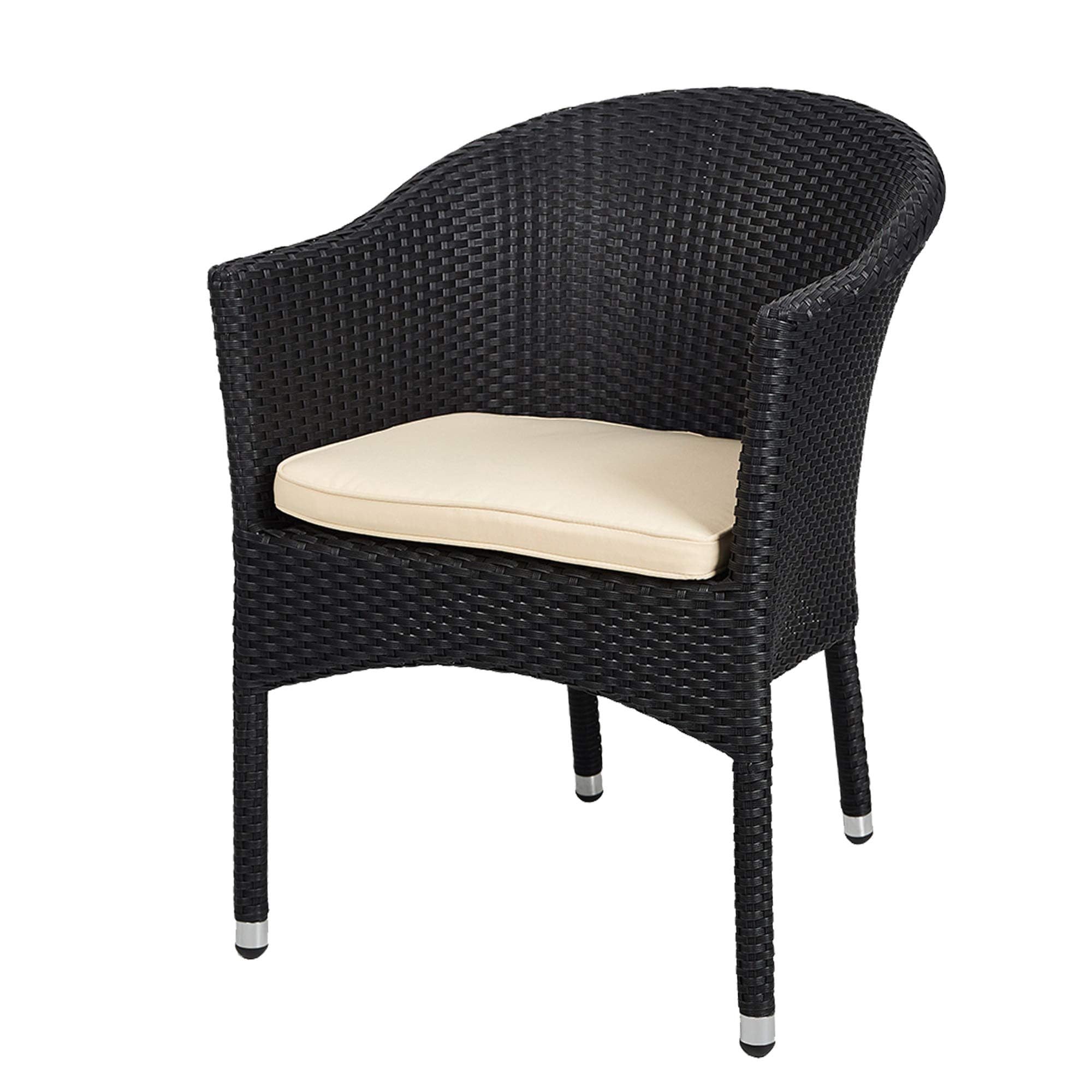 LUCKYERMORE Outdoor Wicker Dining Chairs with Soft Cushions - Stackable Rattan Plastic Armchairs for Patio, Garden, Lawn & Home Furniture (Black) | Perfect for Backyard BBQs, Poolside Lounging & Al Fresco Dining