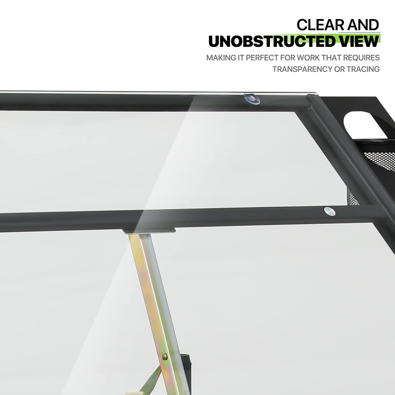 Magshion Adjustable Drafting Table Set - Tilting Glass Art Desk with Sliding Desktop, Stool & Steel Mesh Drawers - All-in-One Artist Drawing Desk for Sketching, Writing, Crafting & Home Office Work (Clear) - Perfect for Artists, Designers, Students & DIY Enthusiasts