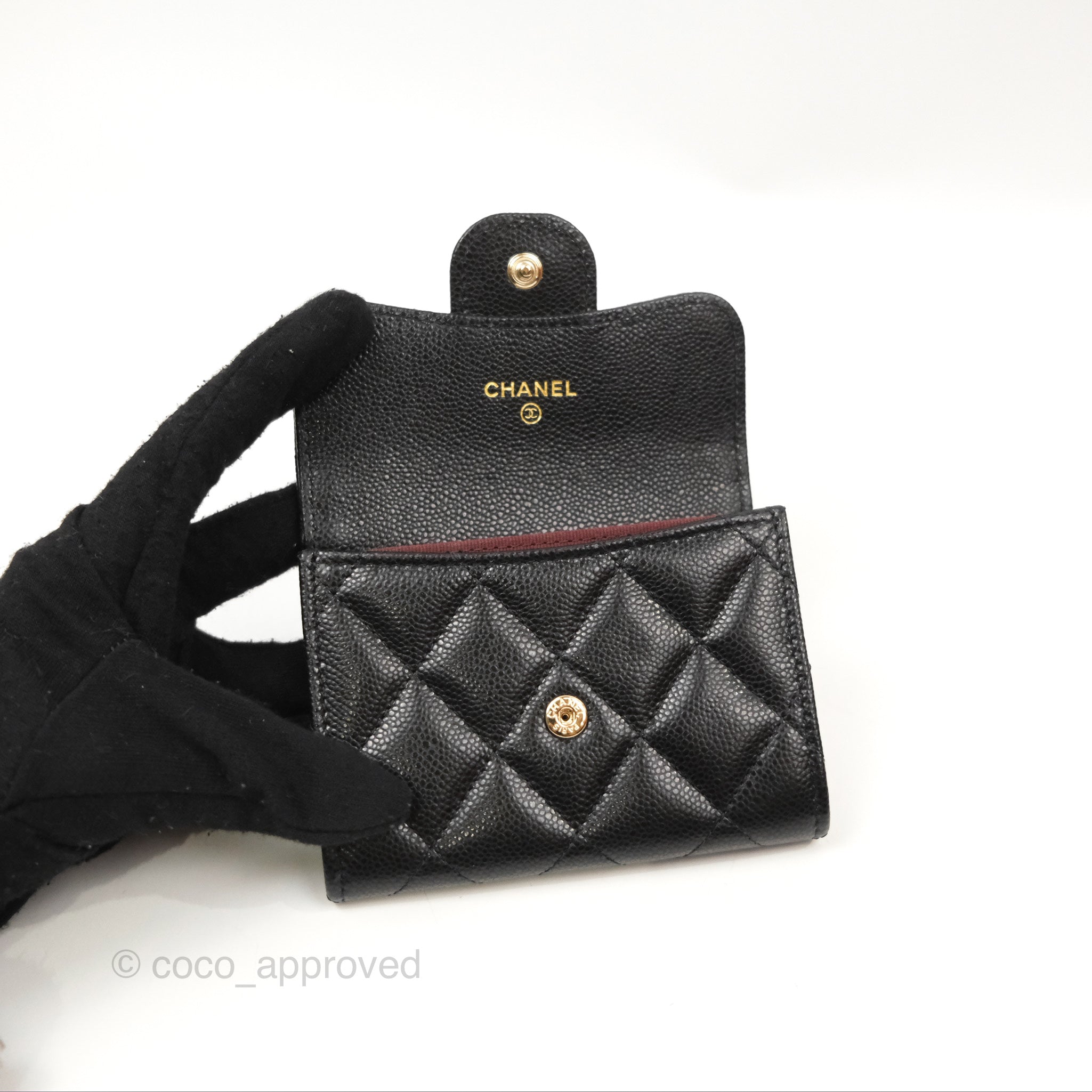 Chanel Caviar Quilted Flap Card Holder in Black with Gold Hardware - Luxury Compact Wallet for Everyday Use & Special Occasions