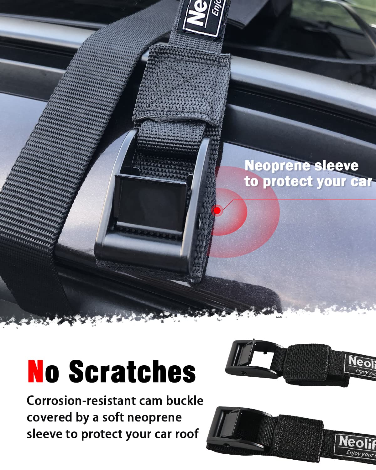 Universal Soft Roof Rack Pads with Single Wrap-Rax Straps & Storage Bag – 28