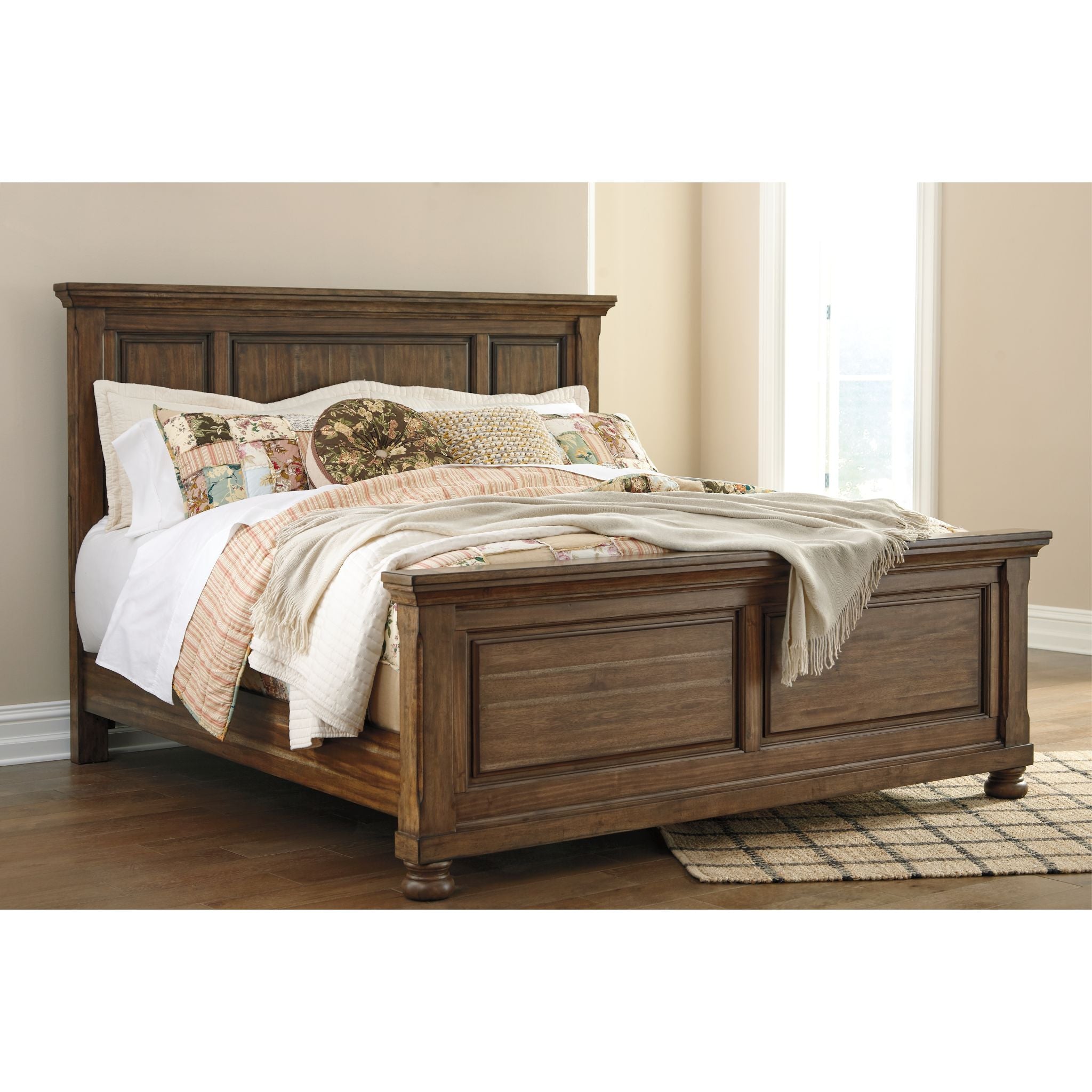 Baymore Queen Panel Bed Frame - Modern Wooden Platform Bed with Headboard & Footboard - Perfect for Bedroom, Guest Room, or Dormitory