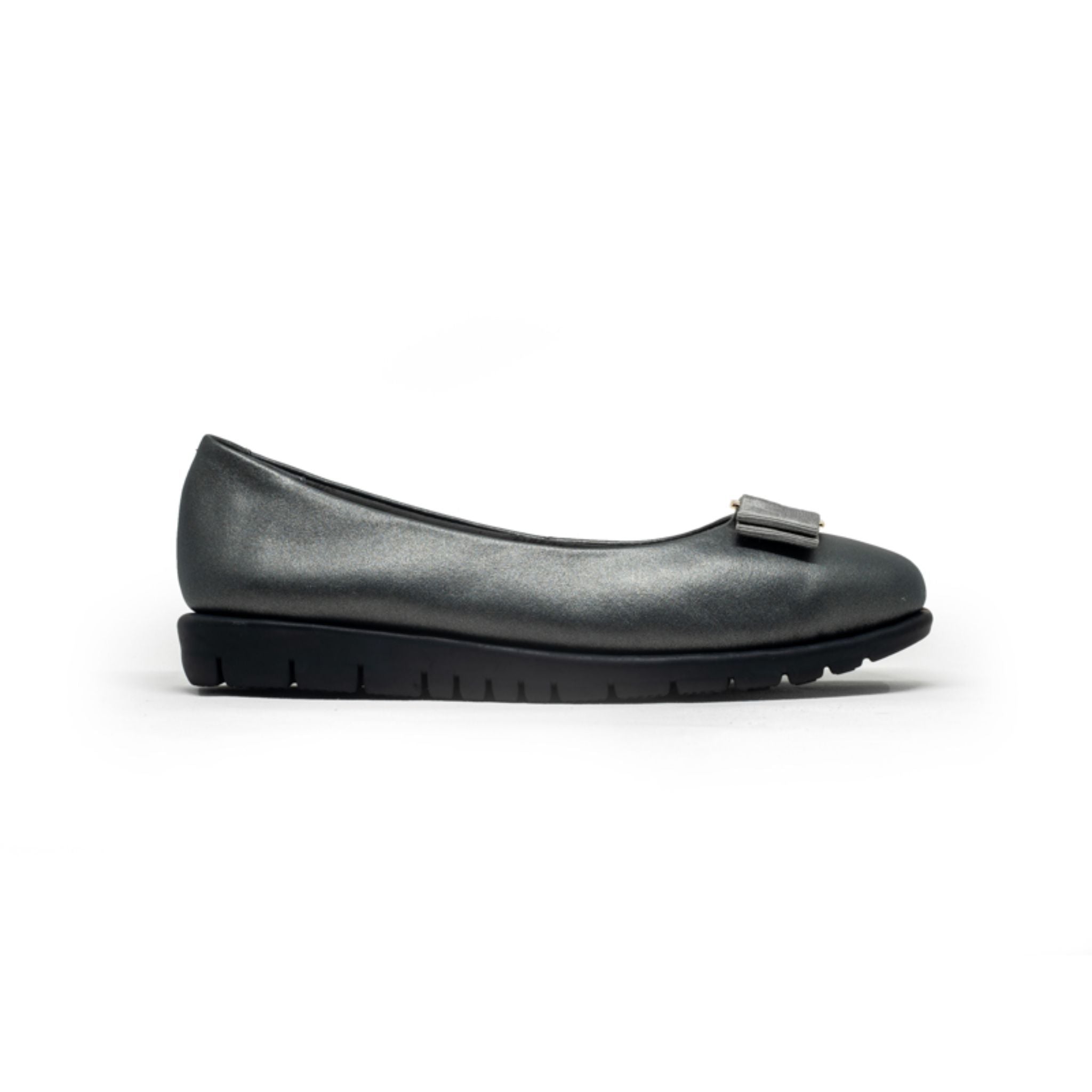 Barani Women's Leather Pumps Ballet Flats with Fixed Buckle - Comfortable Pointed Toe Shoes for Work & Party (Gunmetal, Size 33) - Perfect for Office, Wedding & Special Occasions