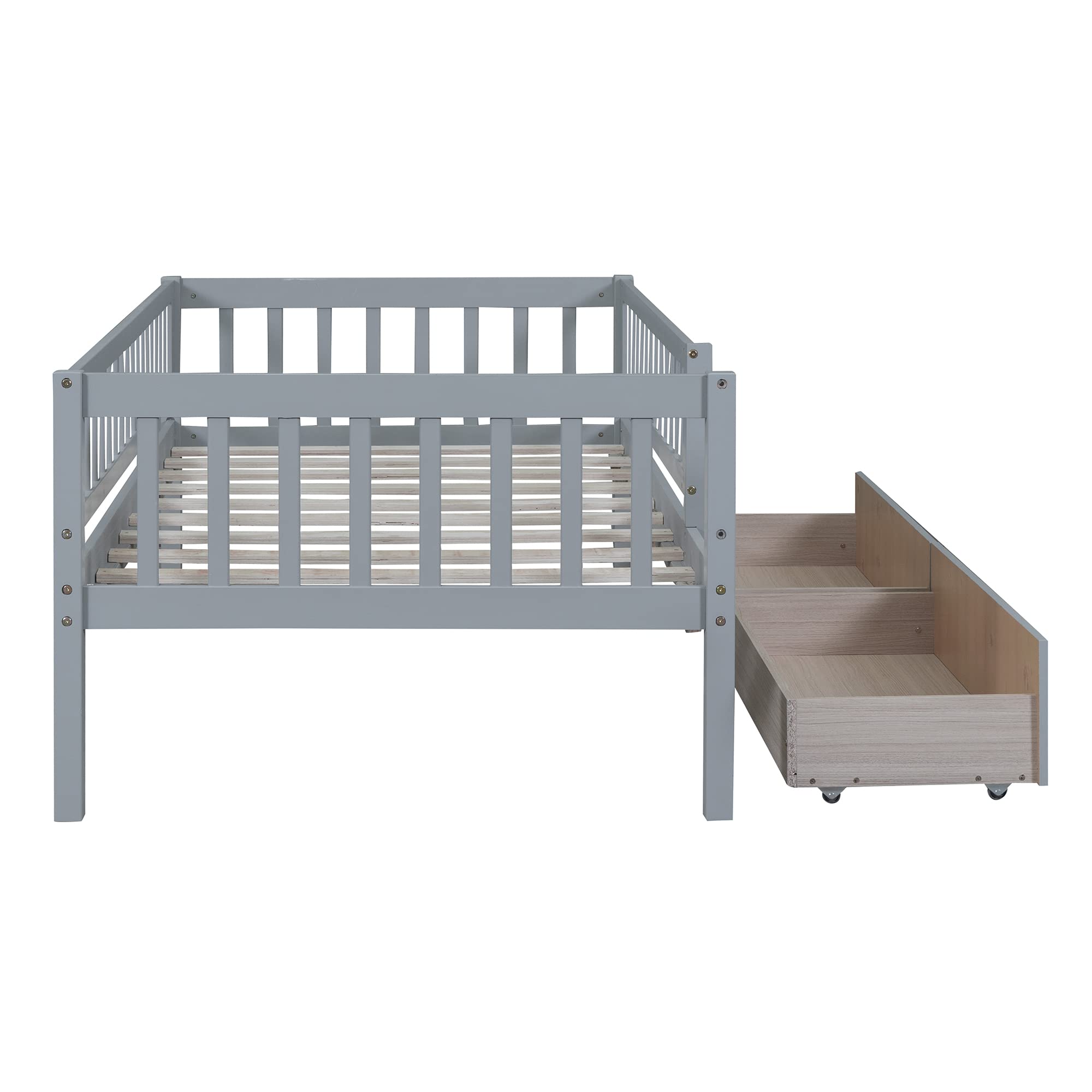 Harper & Bright Designs Twin Size Daybed with Storage Drawers - Wooden Kids Twin Platform Bed Frame with Safety Rails, No Box Spring Required, Easy Assembly (Gray) - Perfect for Kids' Bedrooms, Guest Rooms & Small Spaces