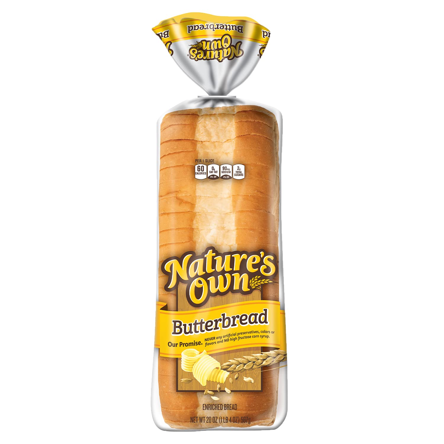 Nature's Own Butterbread Sliced White Bread - 20 oz Loaf | Soft & Fresh Sandwich Bread for Breakfast, Lunch & Family Meals