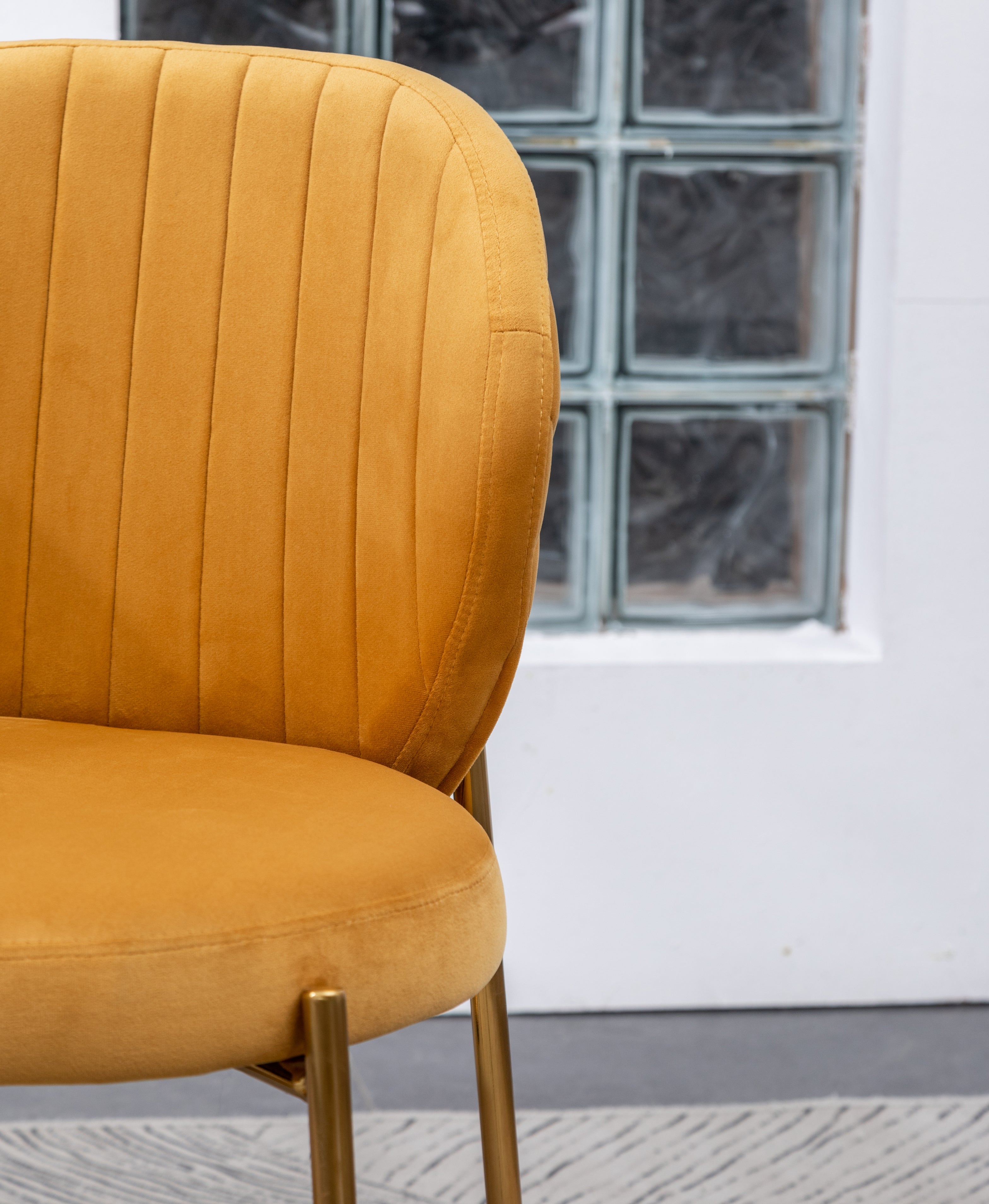 Roundhill Furniture Amoa Contemporary Velvet Upholstered Dining Chairs - Set of 2, Yellow - Modern Comfort for Kitchen, Dining Room & Home Office