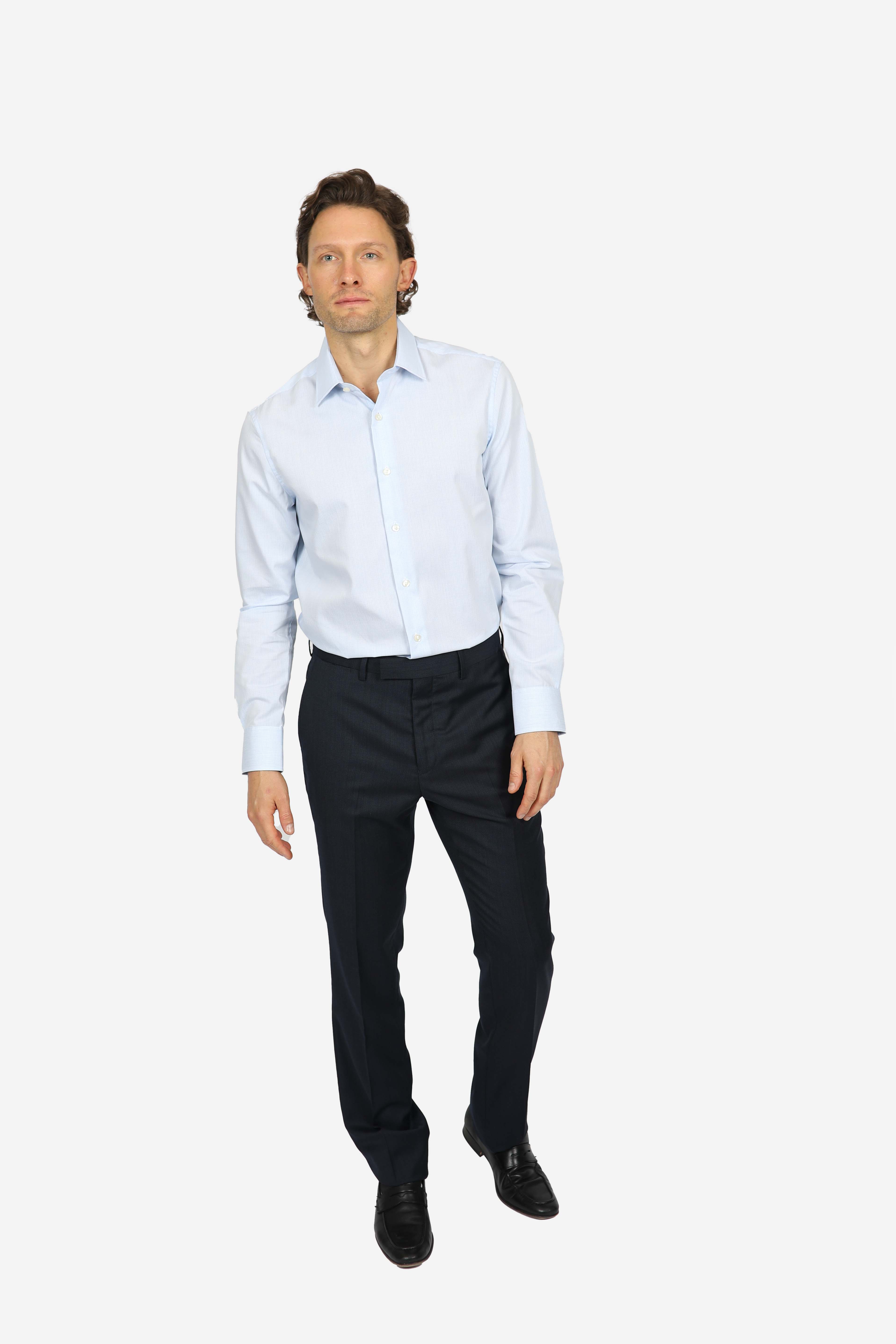 Sky Mini Check Shirt for Men - Slim Fit Casual Button Down Shirt - Perfect for Office, Date Night & Weekend Outings