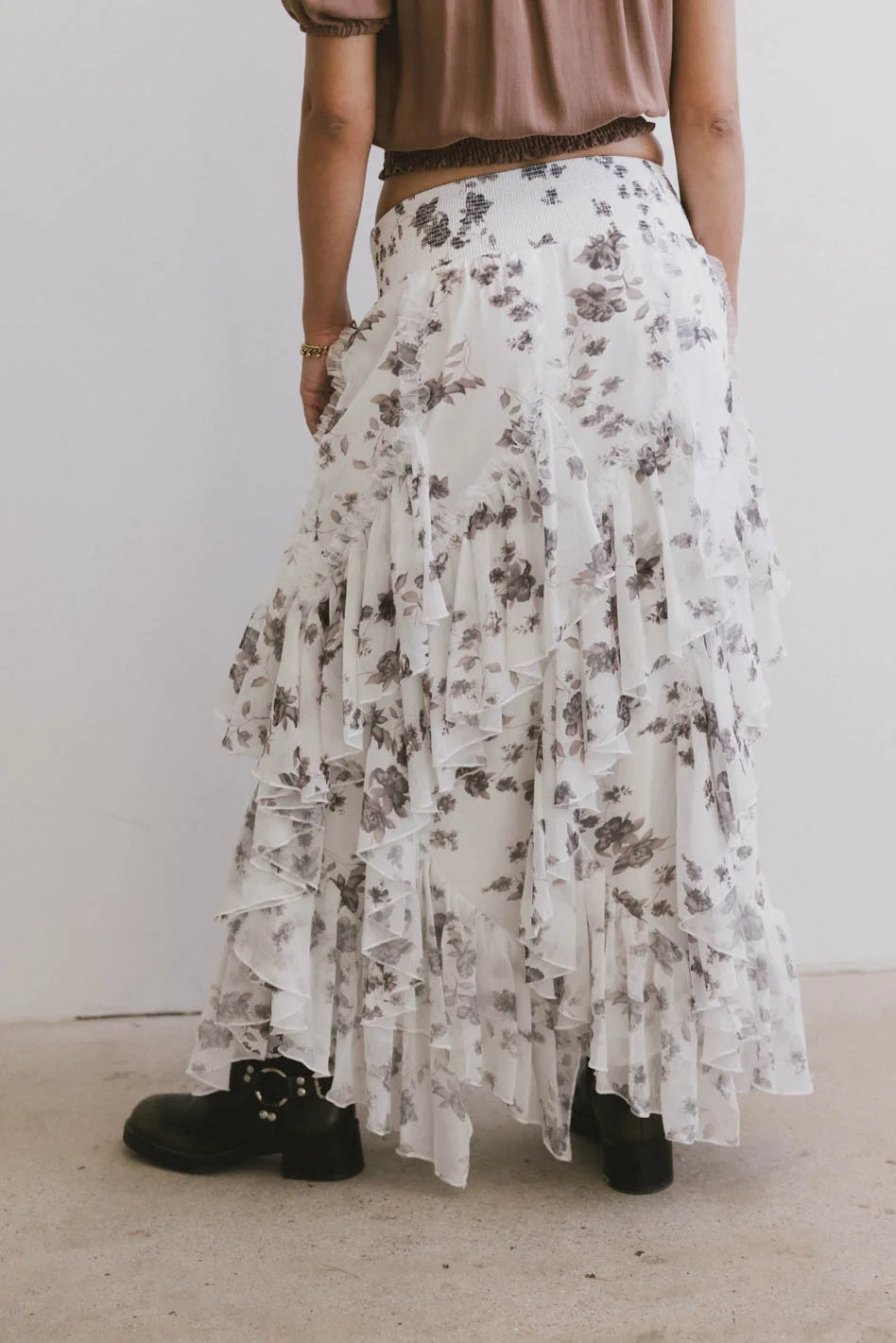 Emerson Ruffled Maxi Skirt for Women - Flowy White Long Skirt with Tiered Ruffle Design | Perfect for Summer, Beach Vacations & Boho Outfits