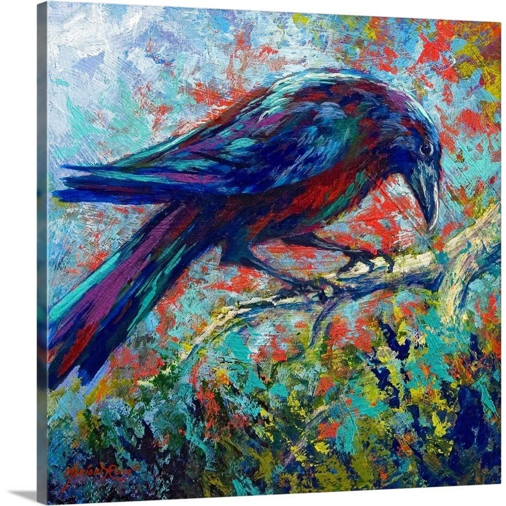 Lone Raven Canvas Wall Art Print - Handmade Bird Artwork for Home & Office Decor | Perfect for Living Room, Bedroom, or Gift